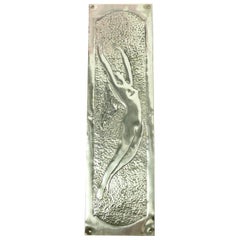 Antique Art Deco Brass Door Finger Plate, Door-Furniture