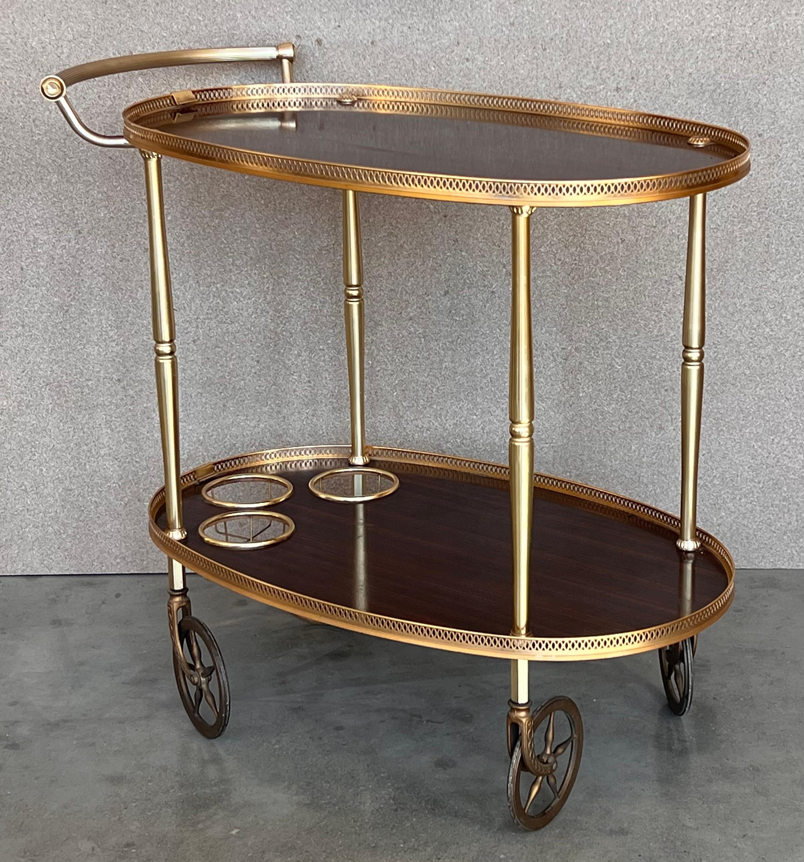 vintage brass bar cart