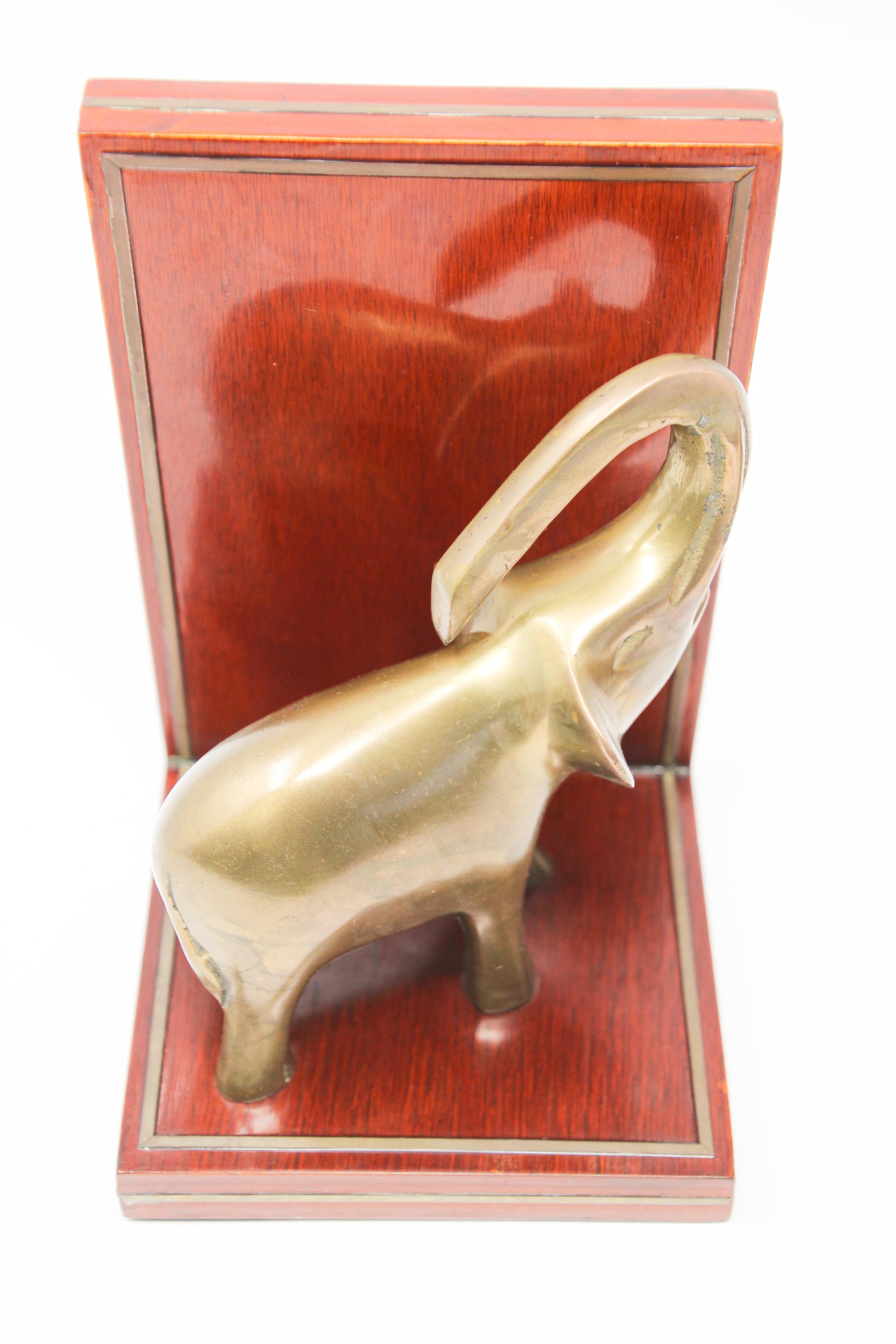 Art Deco Brass Elephant Sculpture Bookends 4