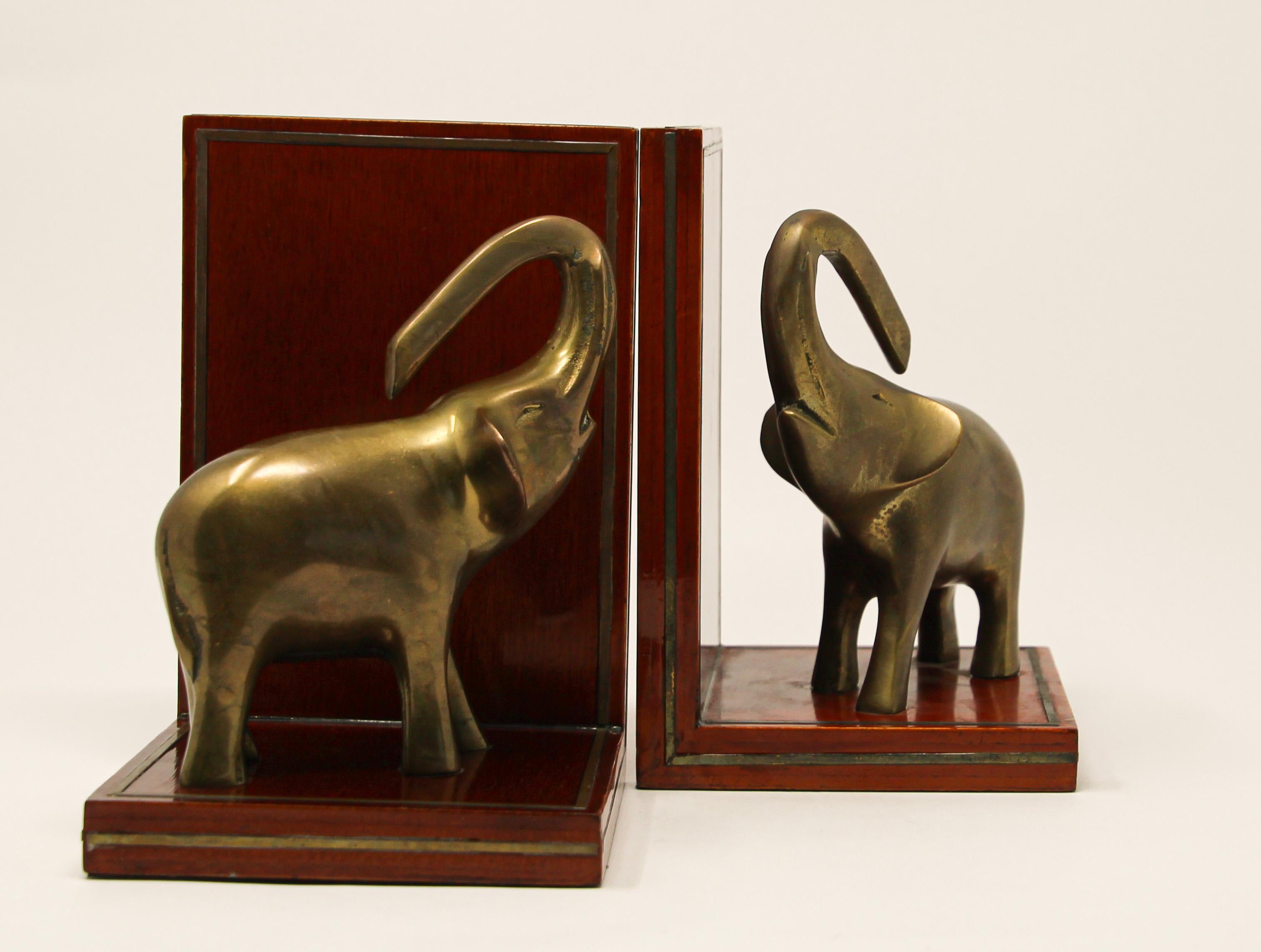 Art Deco Brass Elephant Sculpture Bookends In Good Condition In North Hollywood, CA