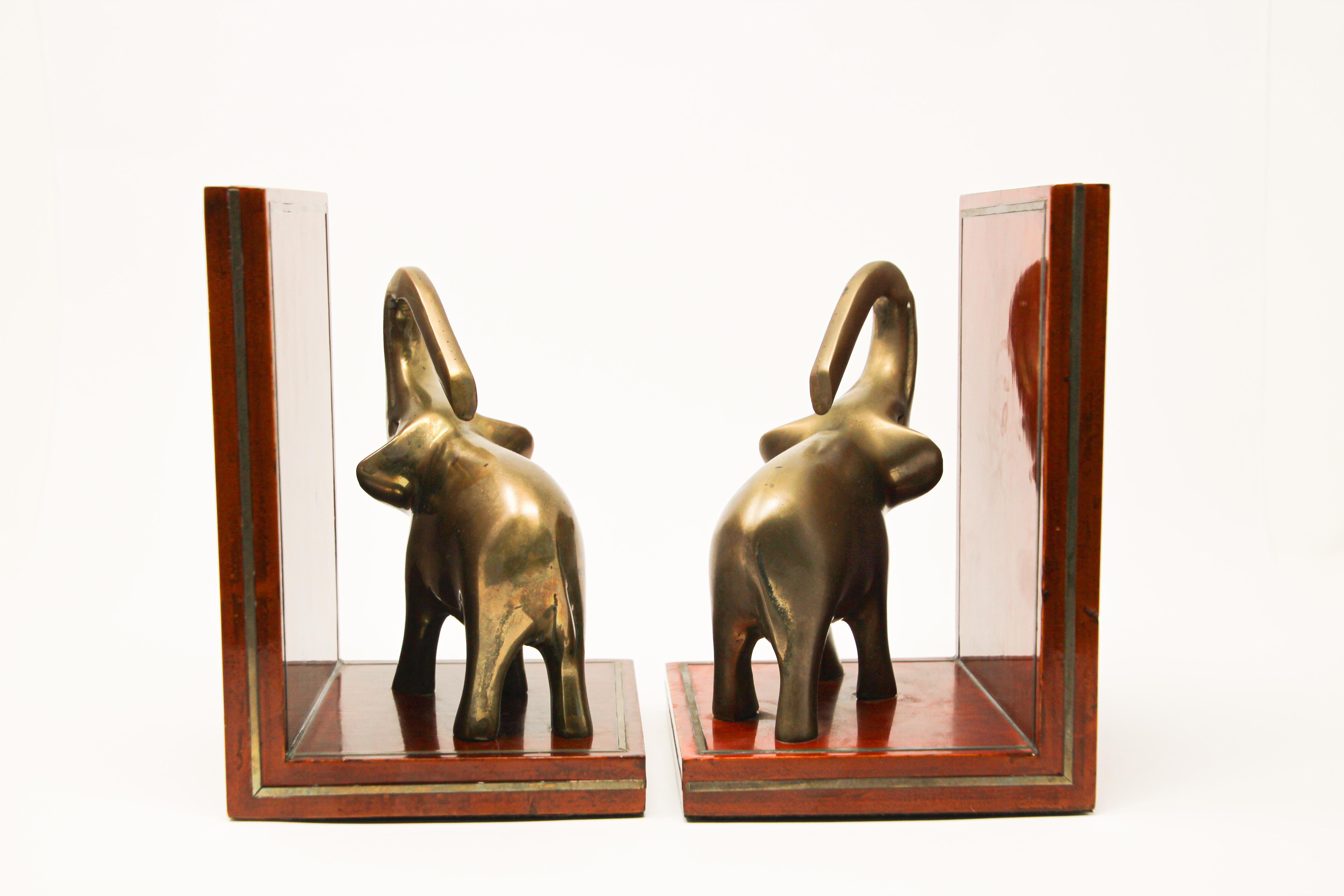 Art Deco Brass Elephant Sculpture Bookends 1