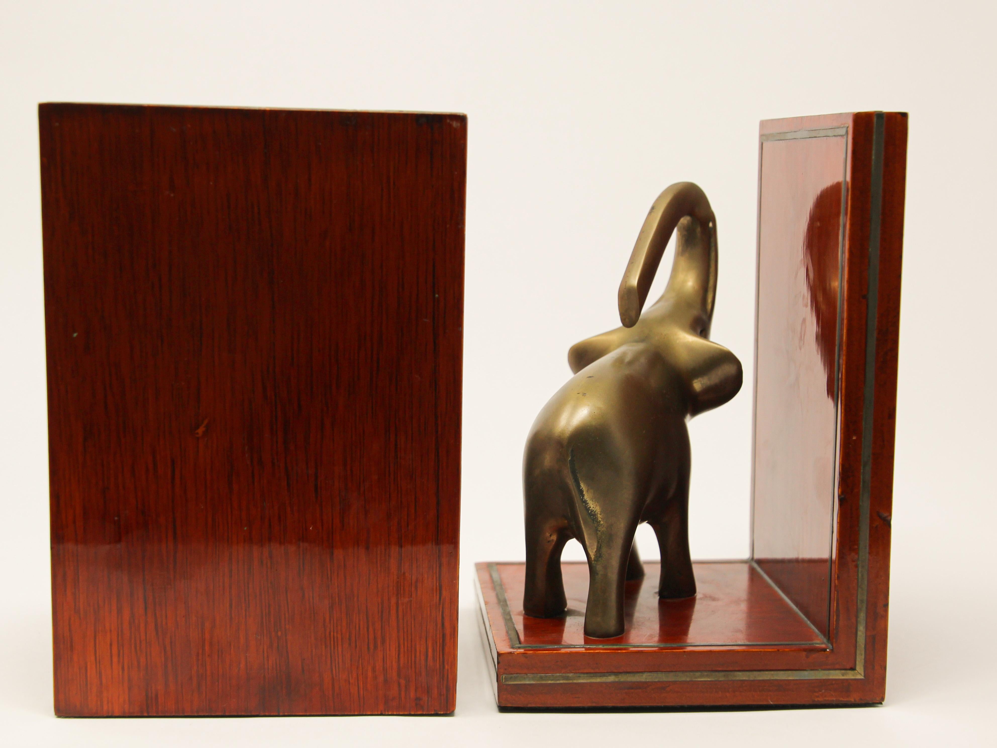 Art Deco Brass Elephant Sculpture Bookends 2