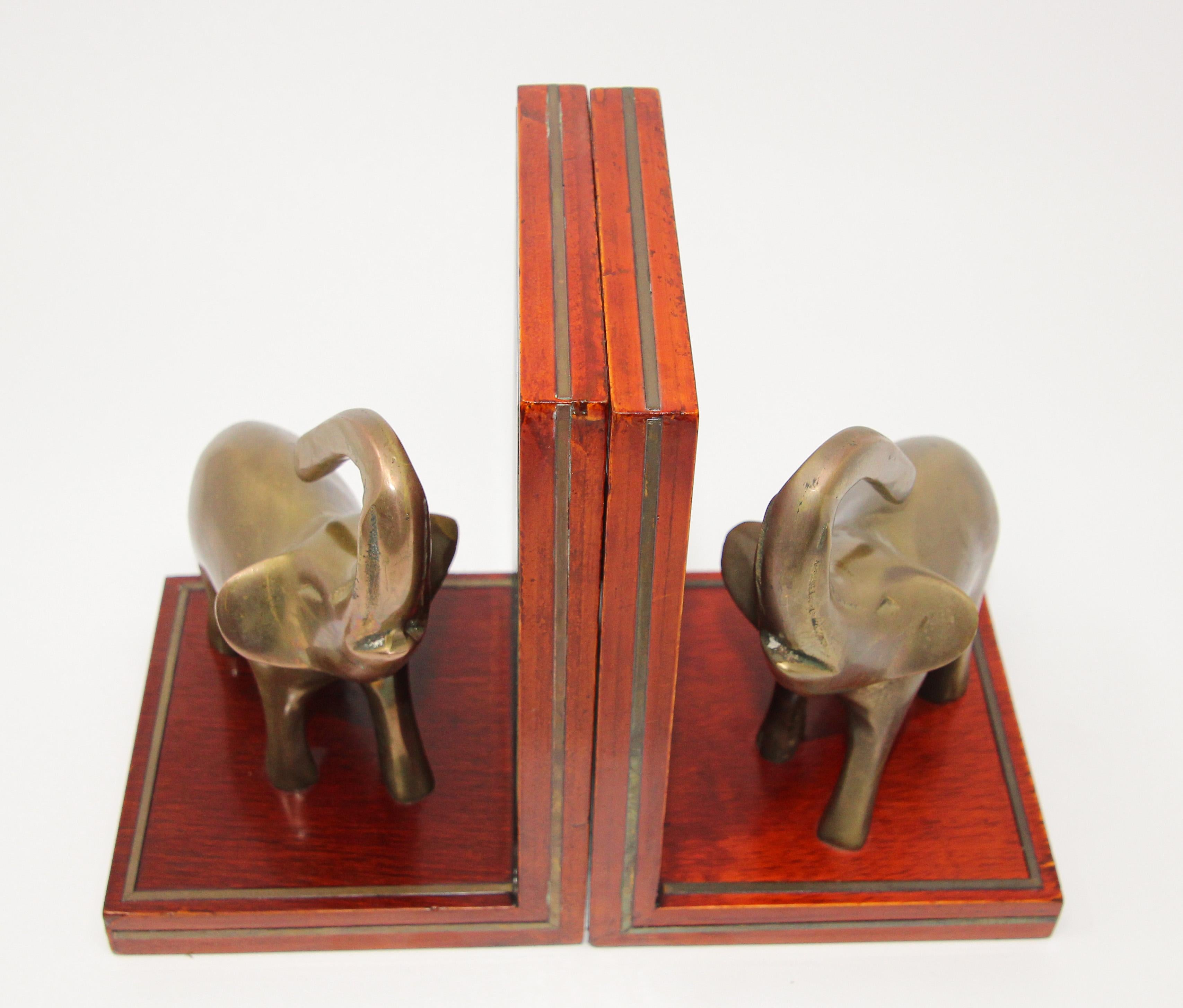 Art Deco Brass Elephant Sculpture Bookends 3