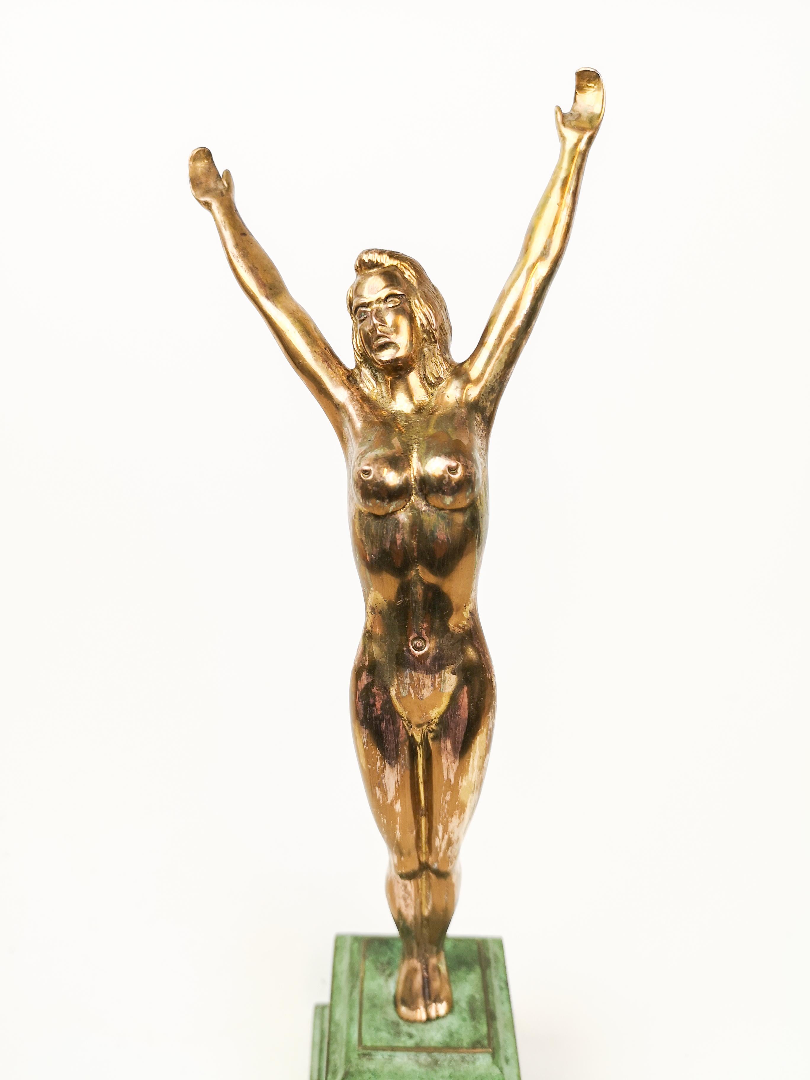 Mid-20th Century Art Deco Brass Figurine Sun Rose