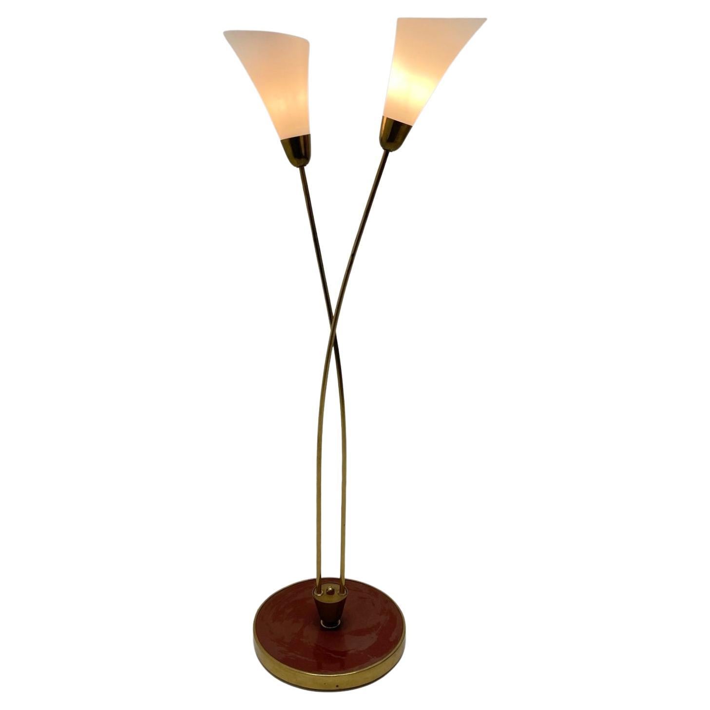 Art Deco Brass Floor Lamp, 1930's For Sale