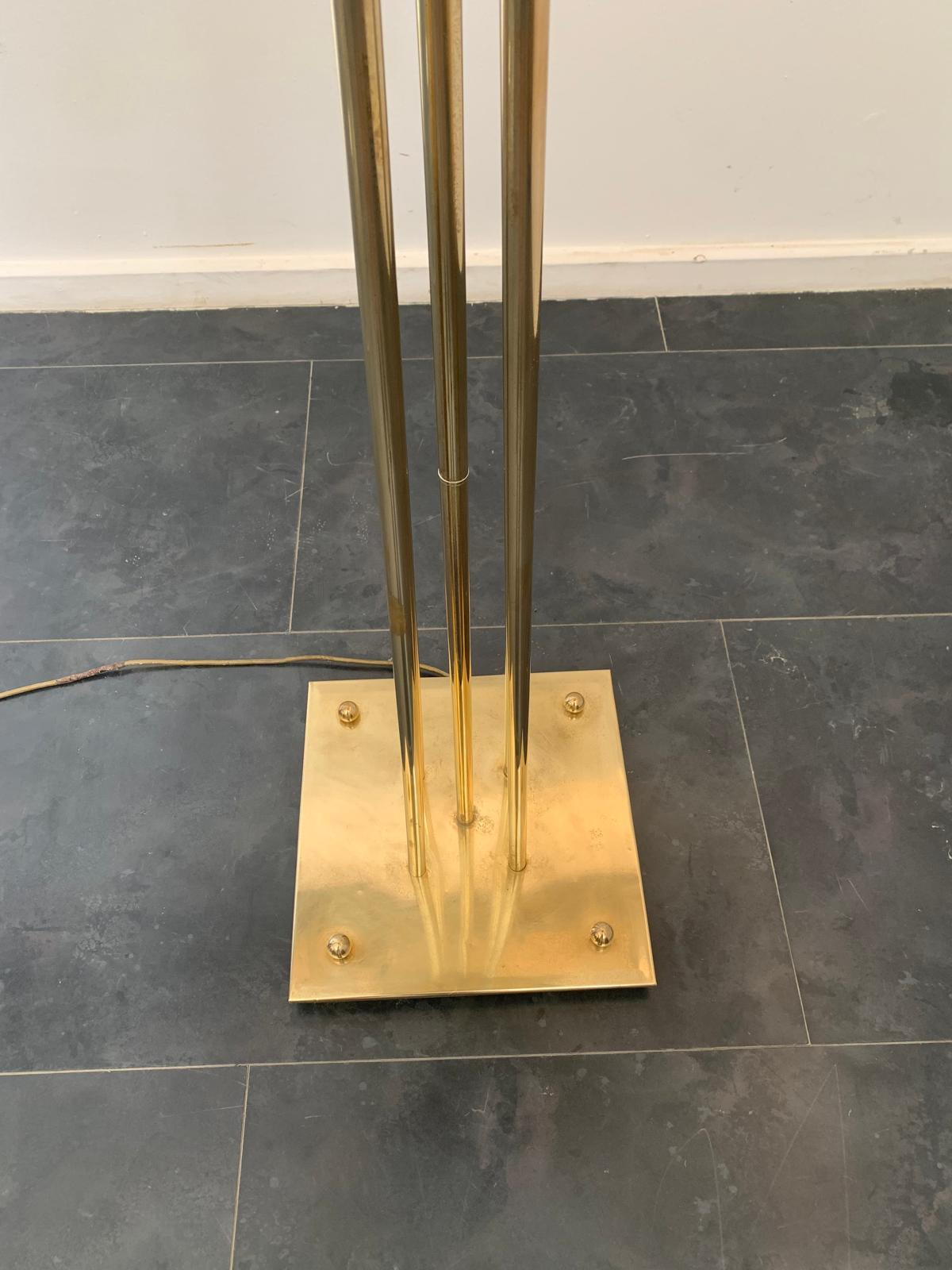 Art Deco Brass Floor Lamp attributed to Prearo Luce, 1980s 5