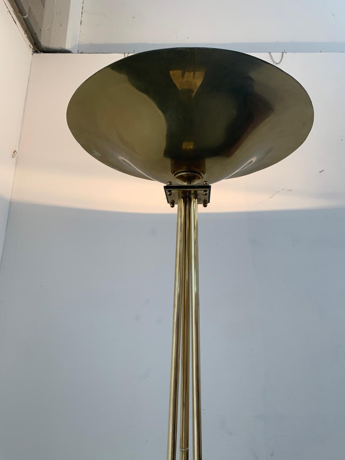Art Deco Brass Floor Lamp attributed to Prearo Luce, 1980s 1