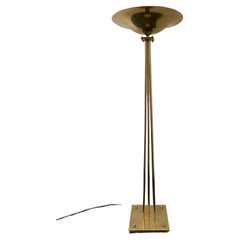 Art Deco Brass Floor Lamp attributed to Prearo Luce, 1980s
