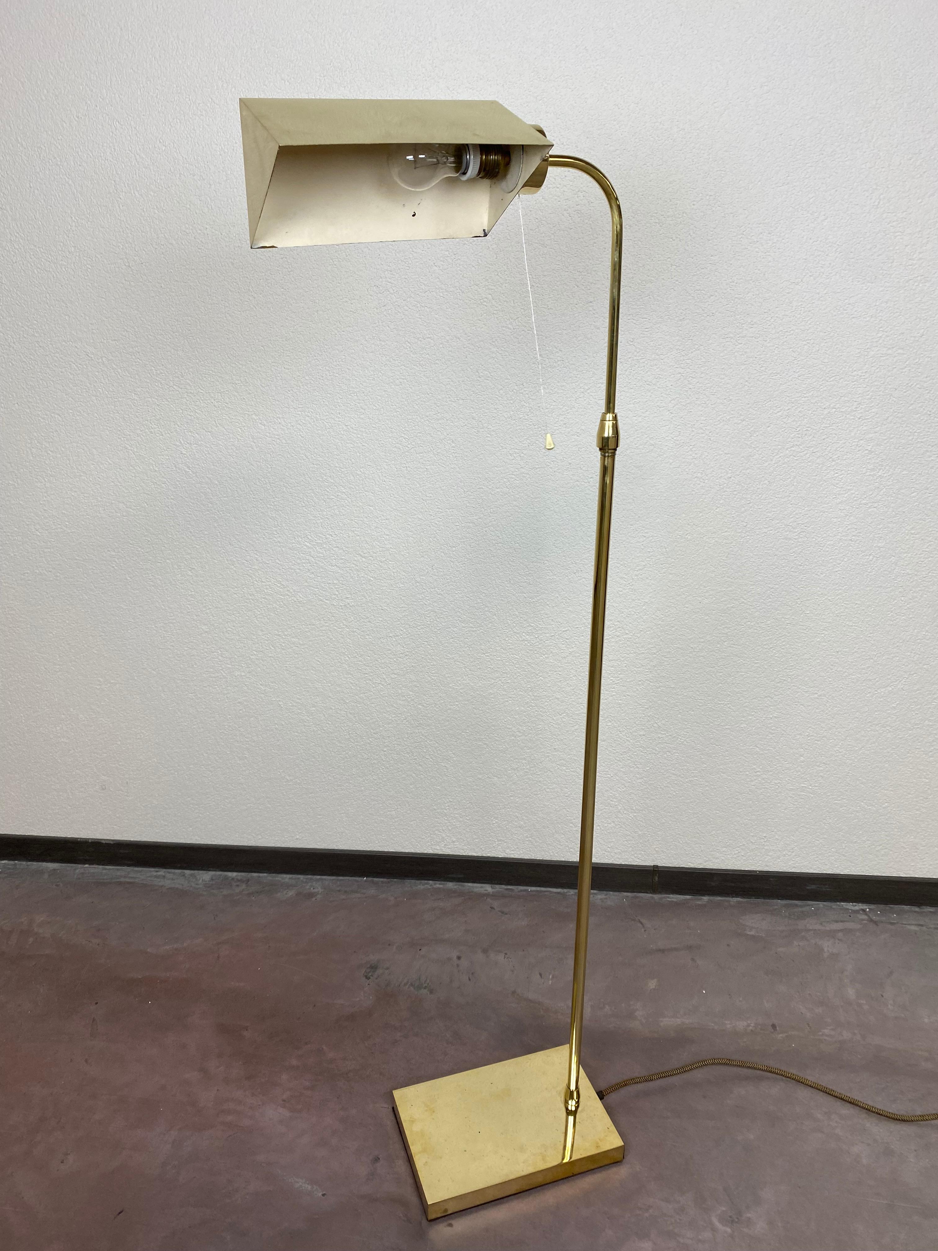 Art deco brass floor lamp by Franta Aníž Prague professionally stained and repolished.