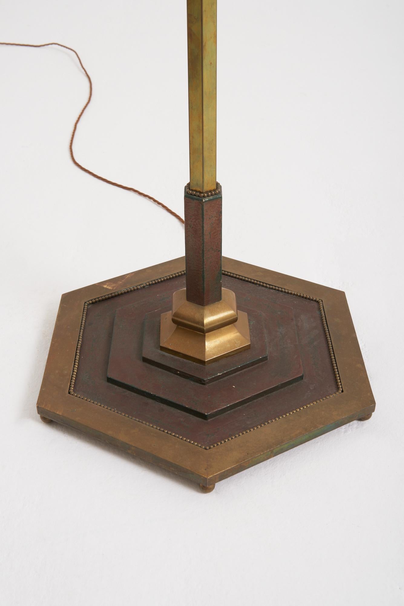 French Art Deco Brass Floor Lamp
