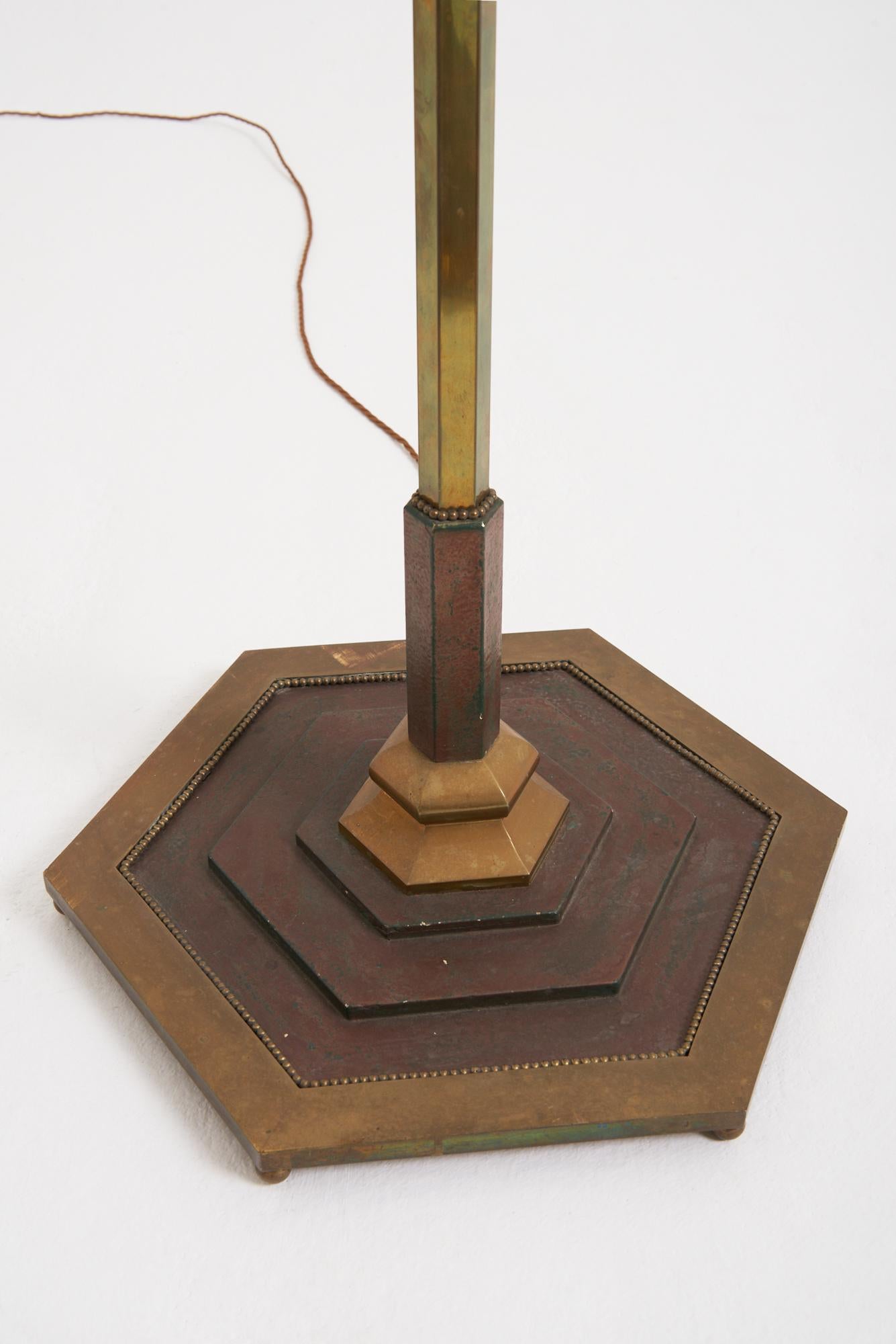 Art Deco Brass Floor Lamp In Good Condition In London, GB