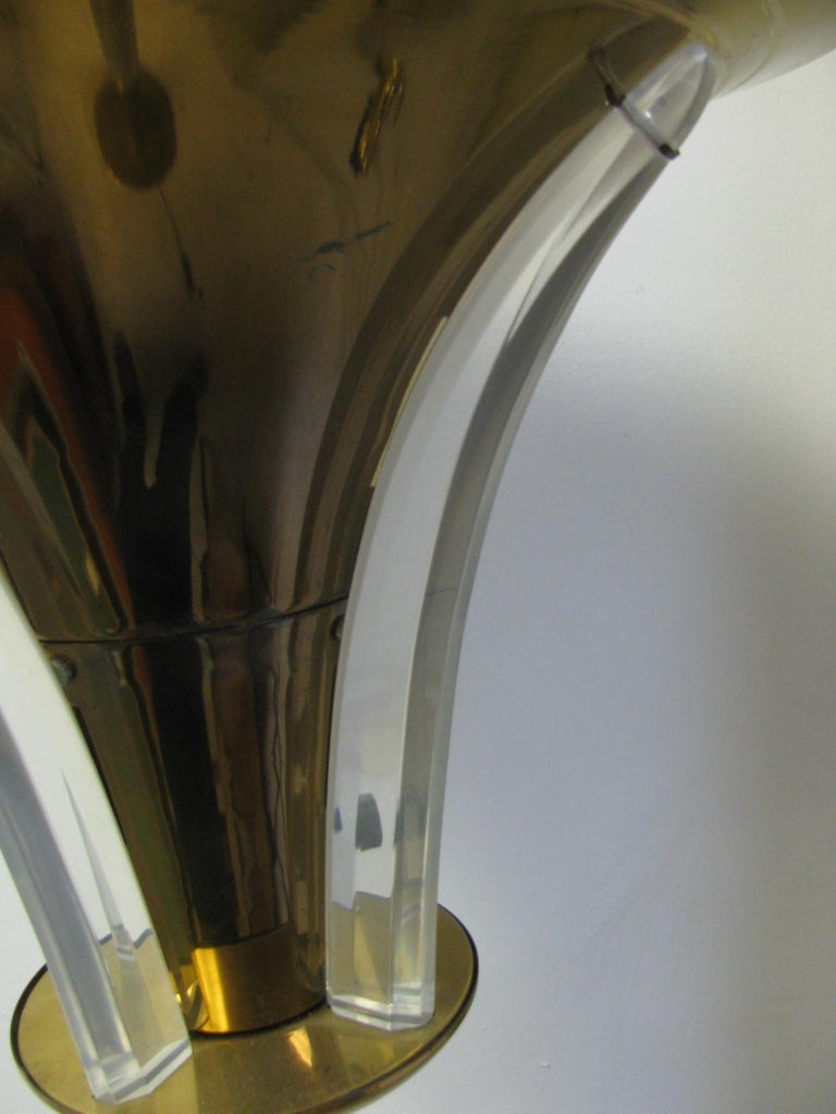 Art Deco Brass Floor Lamp with Lucite Fins Torchiere For Sale at 1stdibs