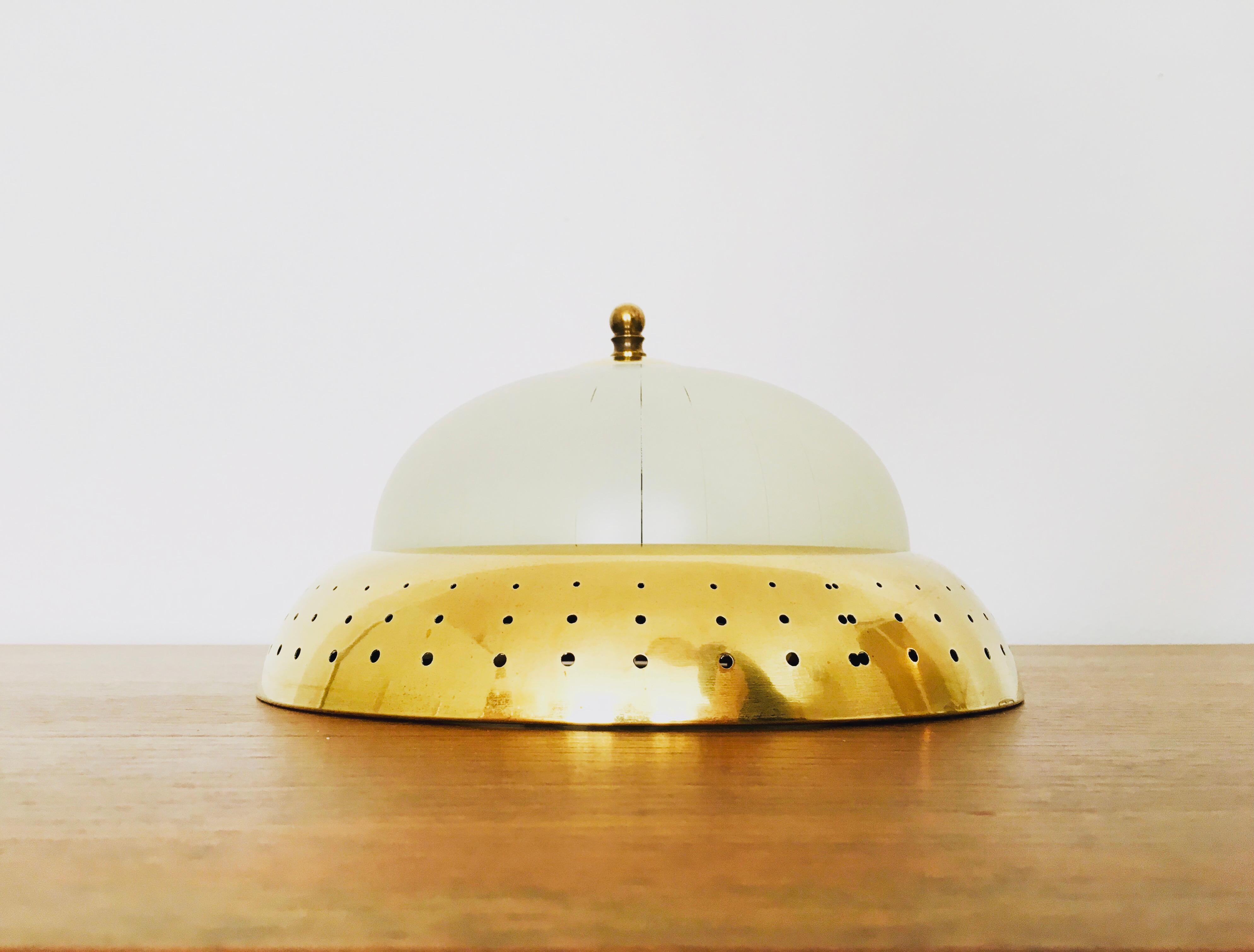 Metal Art Deco Brass Flush Light For Sale