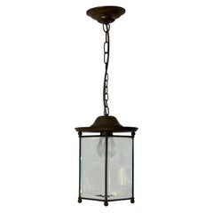 Art Deco Brass Frame and Glass Ceiling Lamp, 1940s, Germany