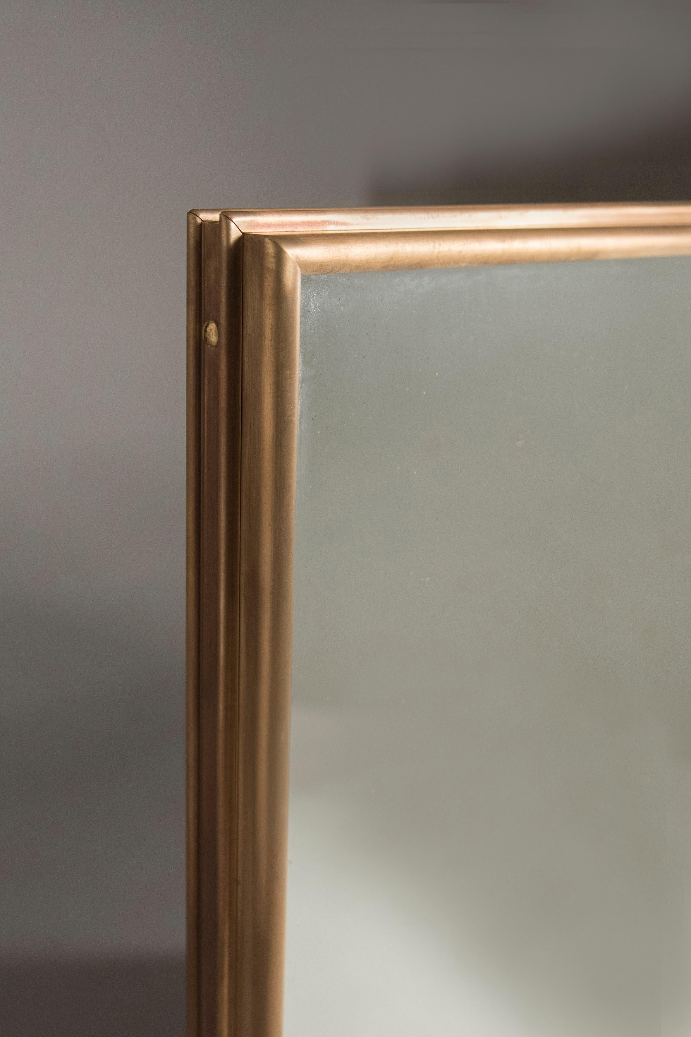 Art Deco Brass Framed Golden Decorative Wall Mirror For Sale 2
