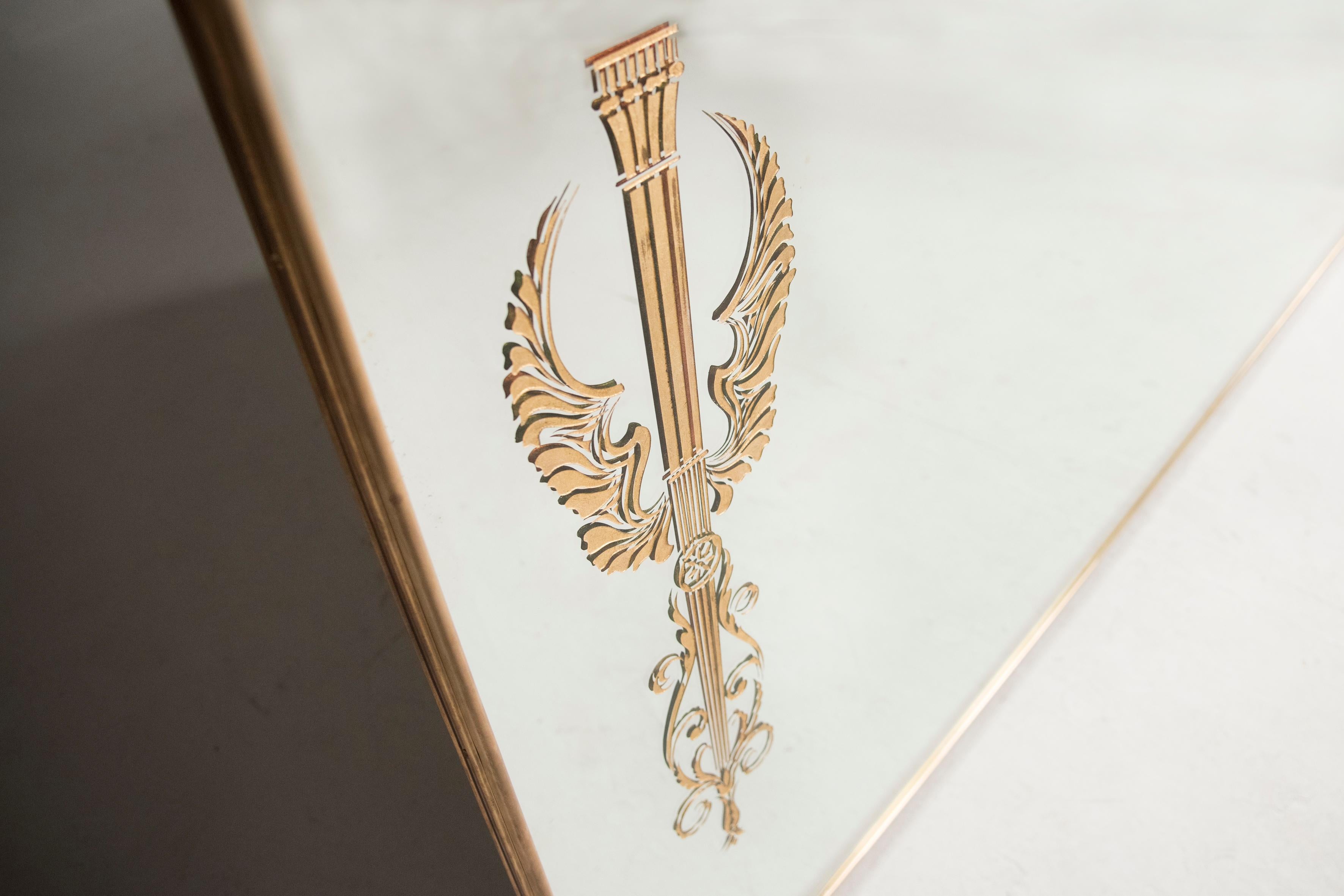 Art Deco Brass Framed Golden Decorative Wall Mirror For Sale 4
