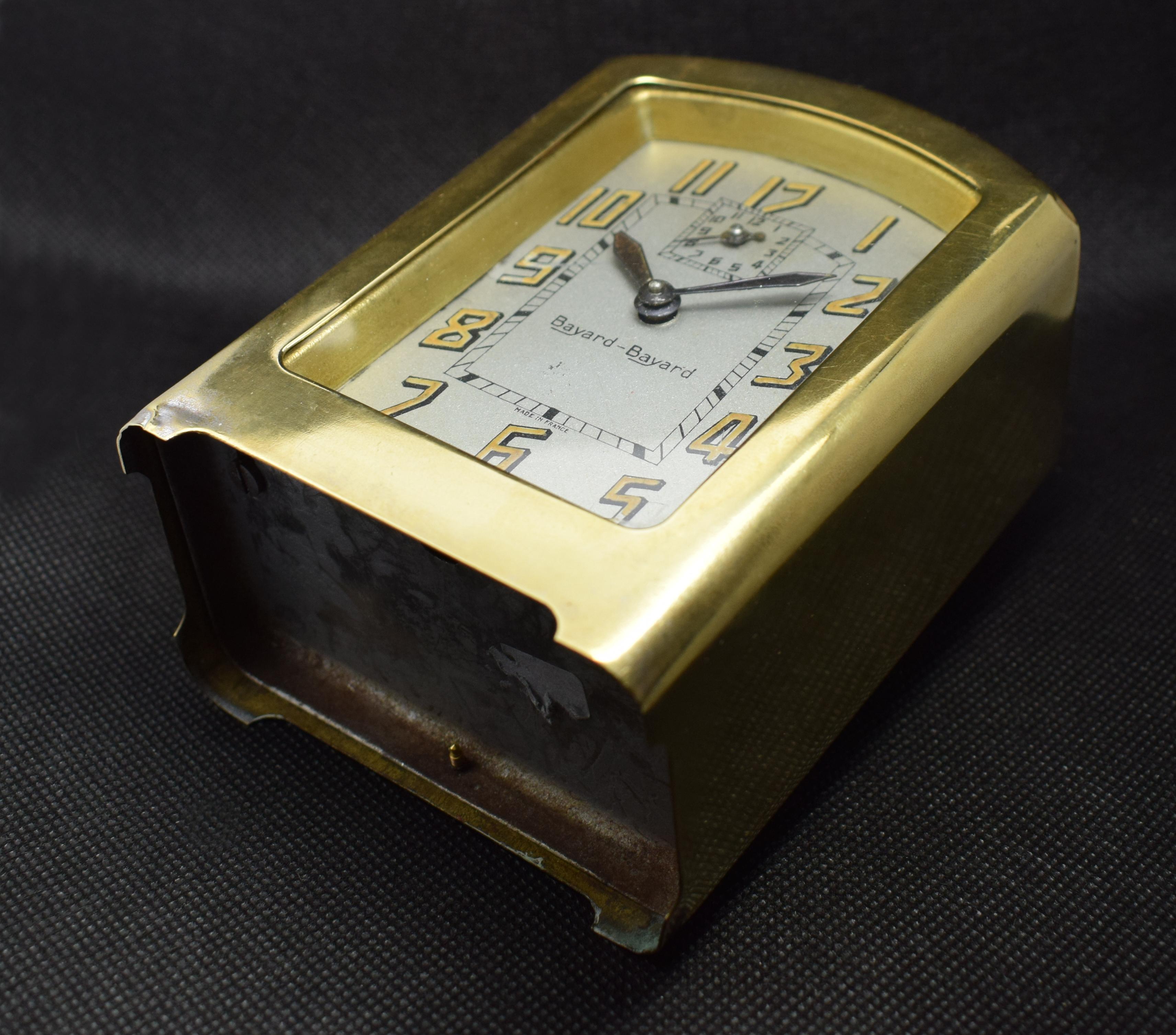 20th Century Art Deco Brass French Alarm Clock by Bayard, circa 1930