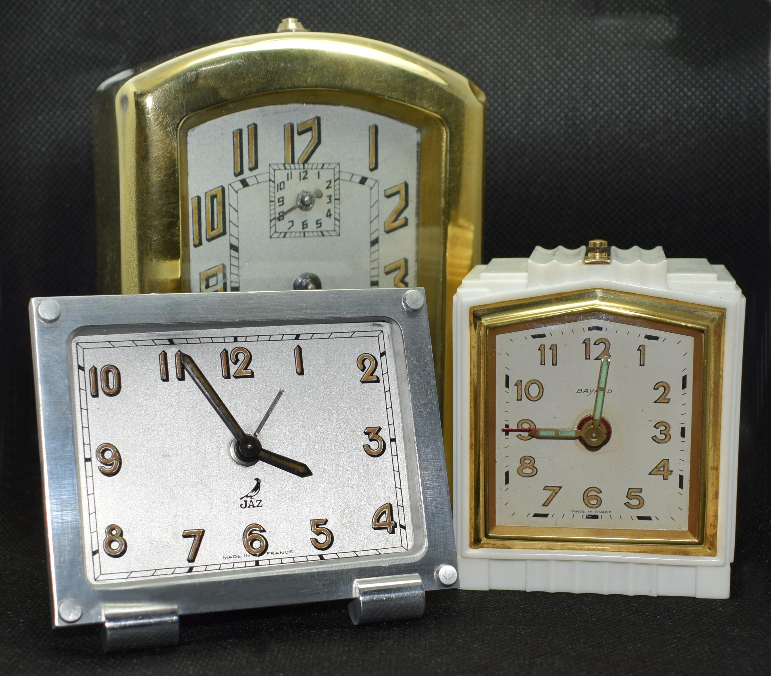 Art Deco Brass French Alarm Clock by Bayard, circa 1930 2