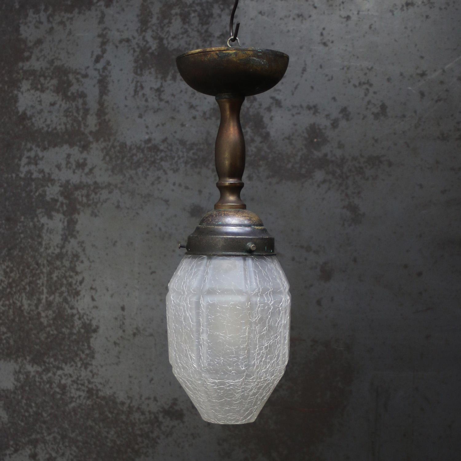 Art deco ceiling lamp.
Brass and frosted glass.

2 conductors, no ground.
Diameter foot 107 cm / 4.2”

Weight: 0.80 kg / 1.8 lb

Priced per individual item. All lamps have been made suitable by international standards for incandescent light bulbs,