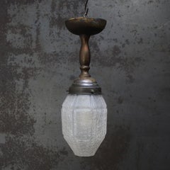 Art Deco Brass Frosted Glass Ceiling Lamp Flush Mount
