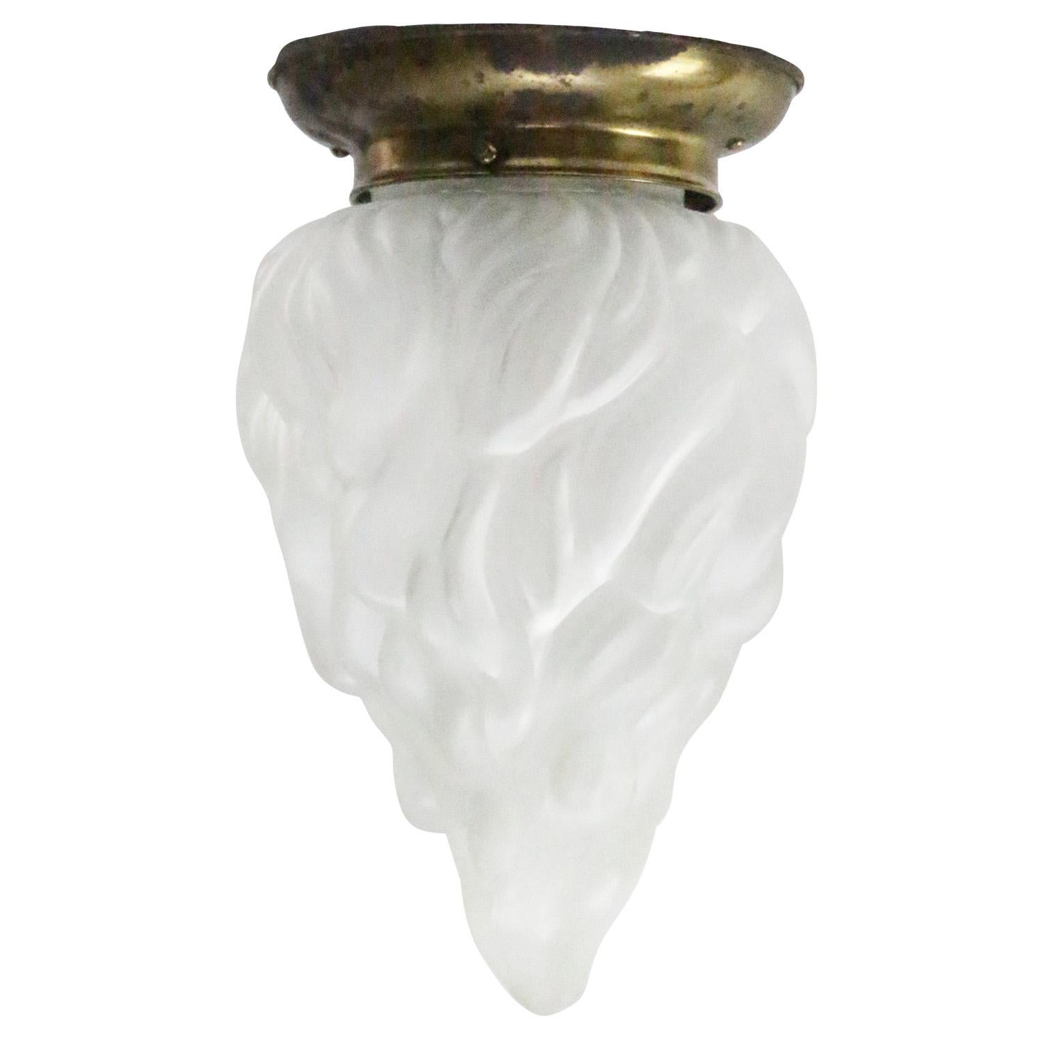 Francese Lampada da soffitto ad incasso in ottone smerigliato Art déco in vendita