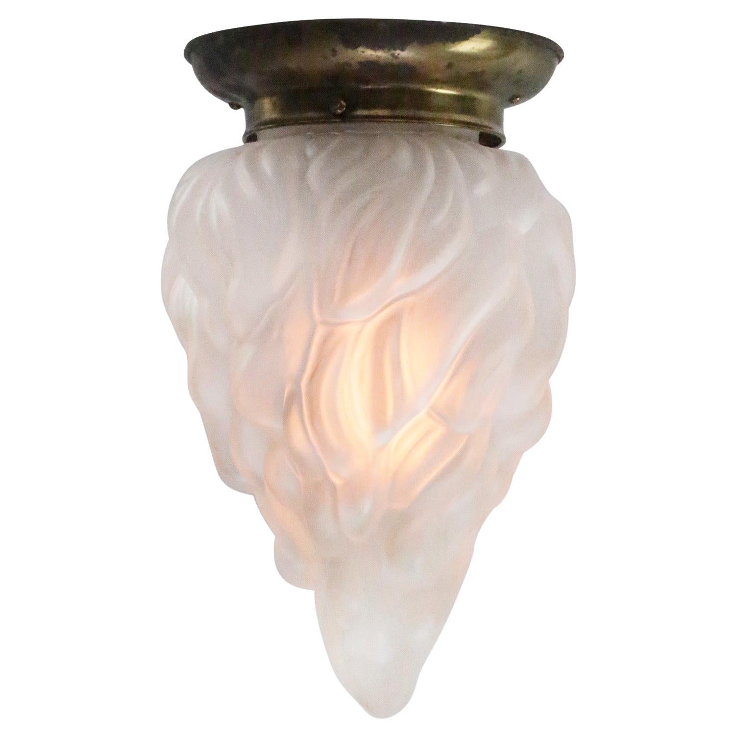 Art deco Brass Frosted Glass Flush Mount Ceiling Lamp
