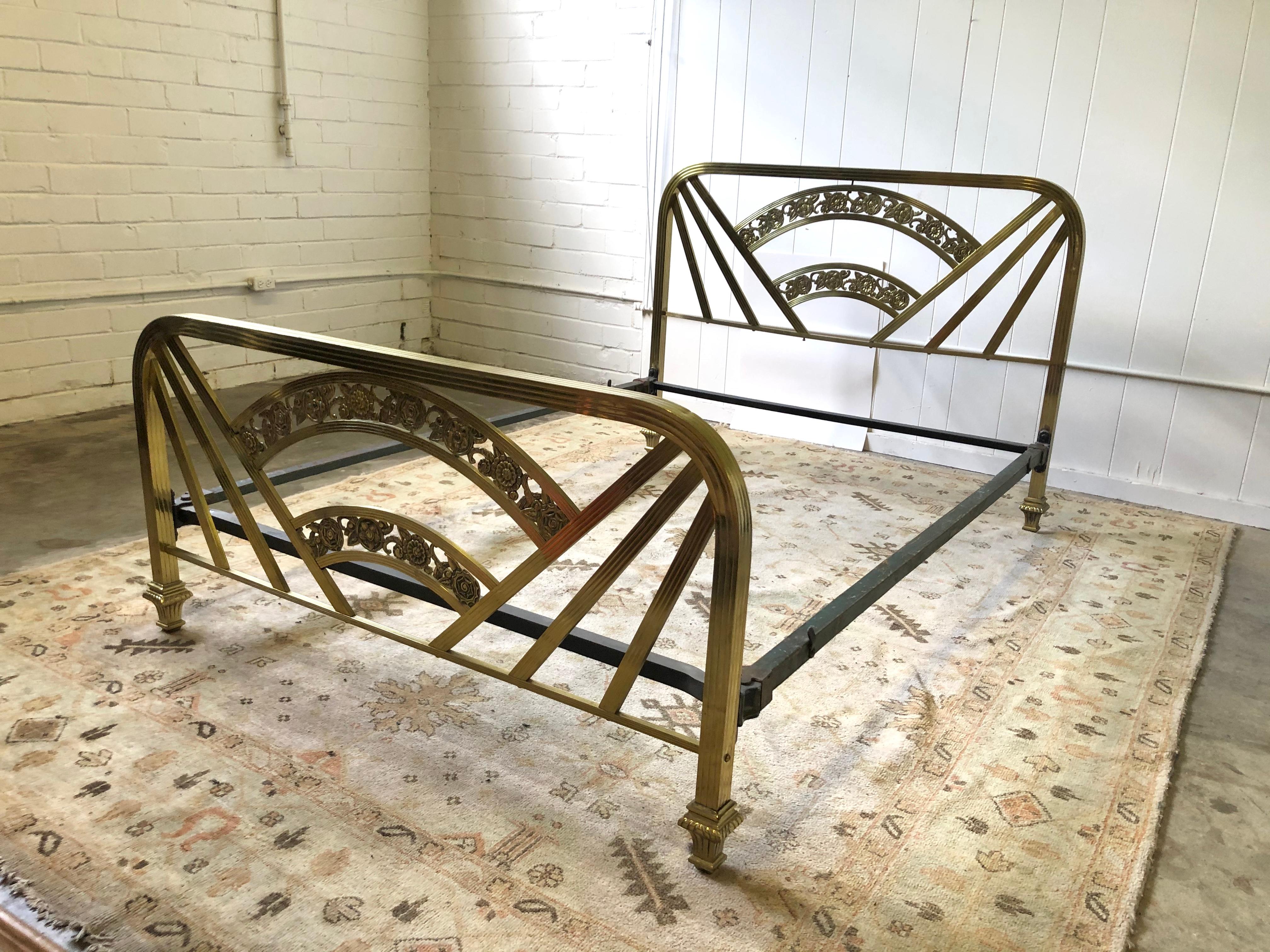 Art Deco Brass Full Size Bed Frame 11