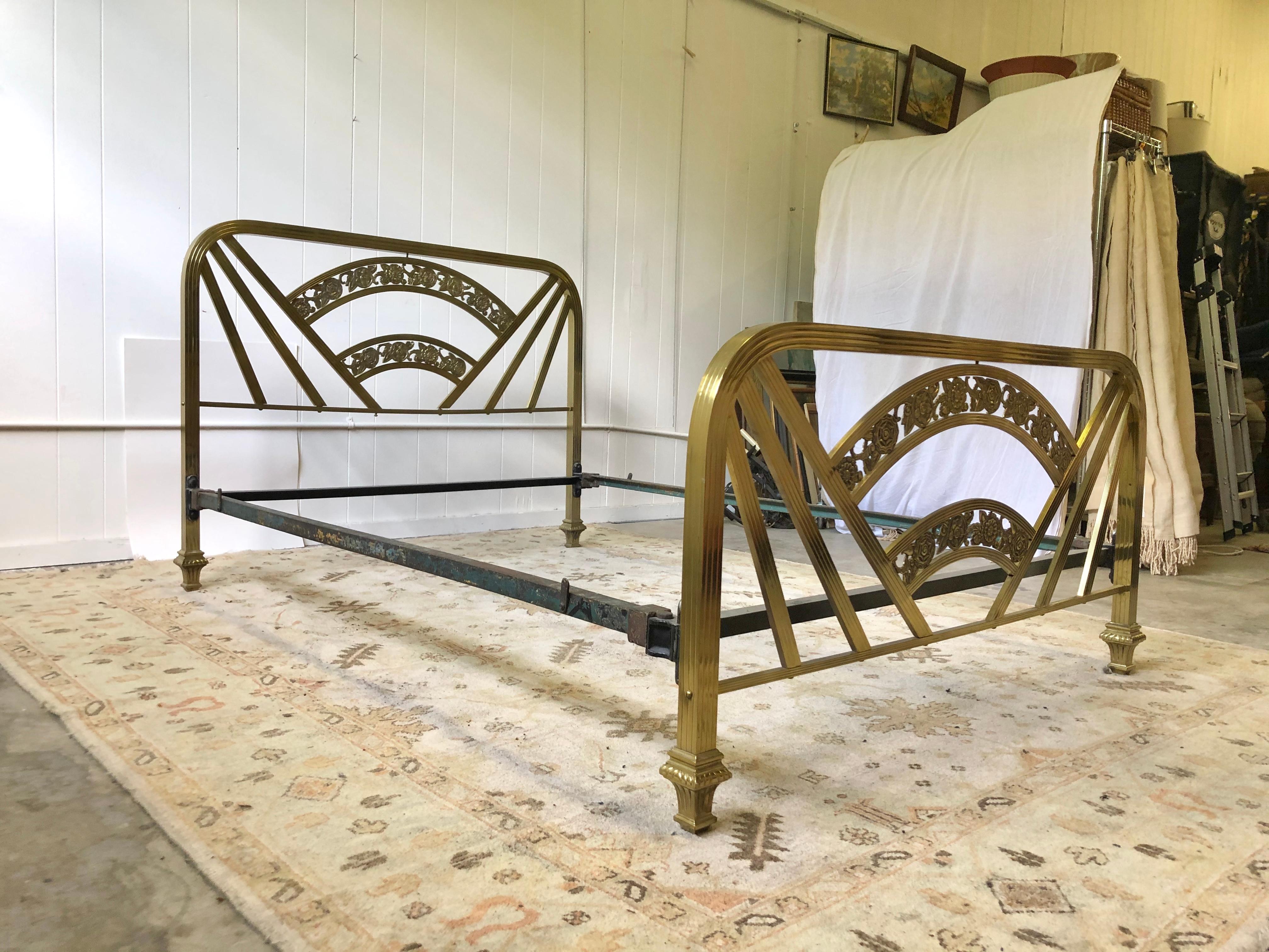 Art Deco Brass Full Size Bed Frame 12
