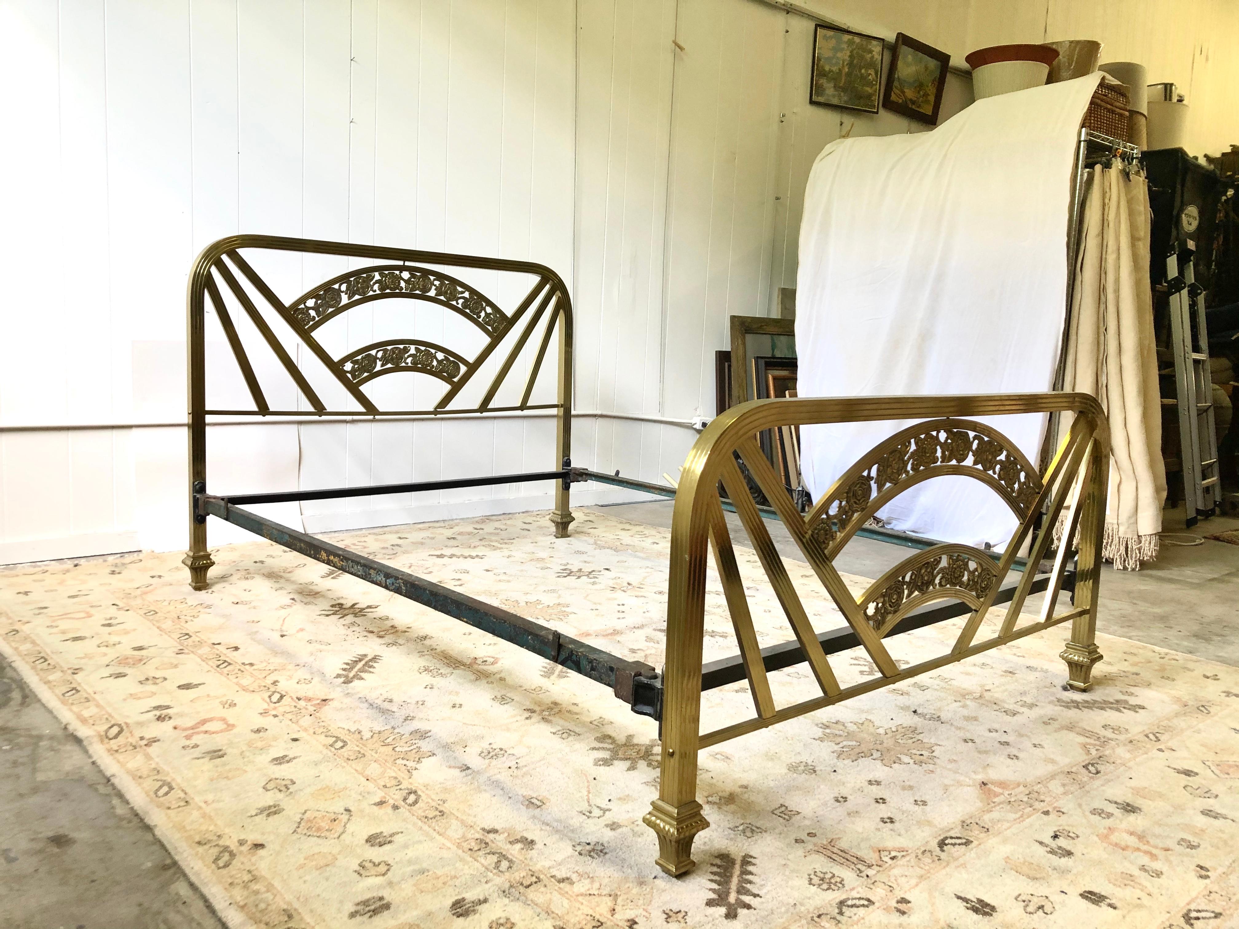 art deco brass bed