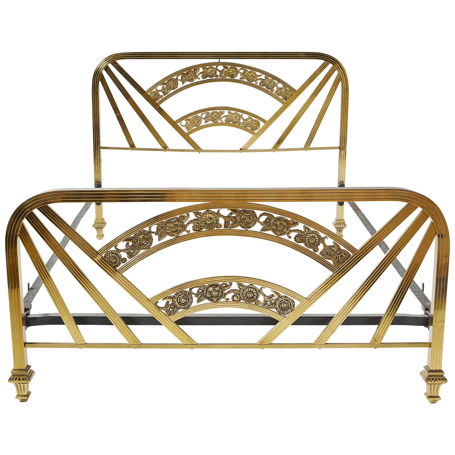 Art Deco Brass Full Size Bed Frame