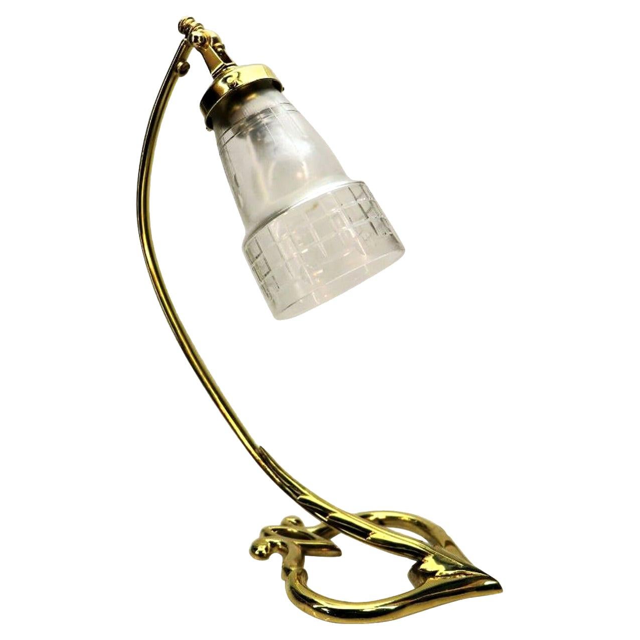 Lampe de bureau en verre et laiton Art Déco, 1910 en vente