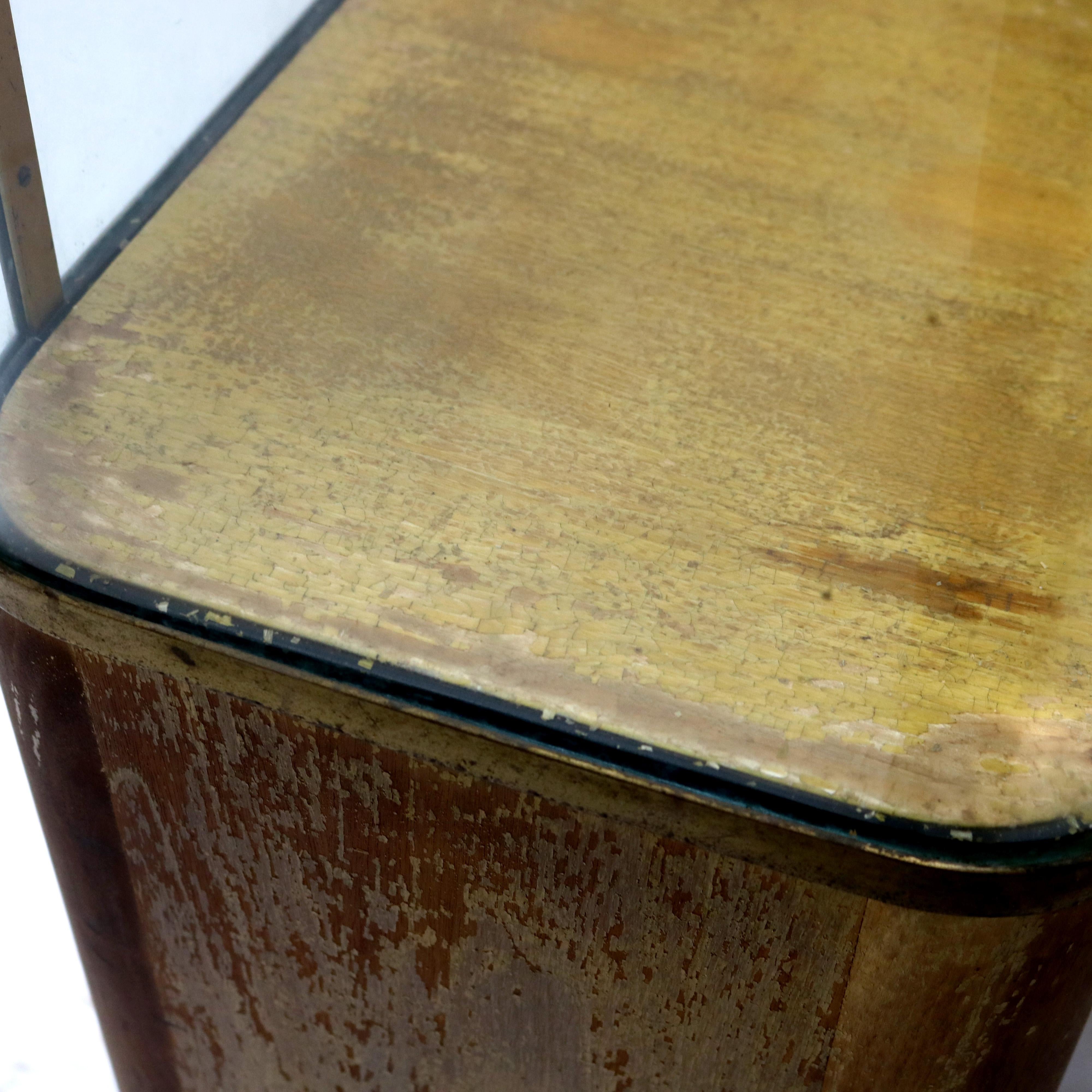 Art Deco Brass & Glass Watch Advertising Display Cabinet with Wooden Base C1940 9