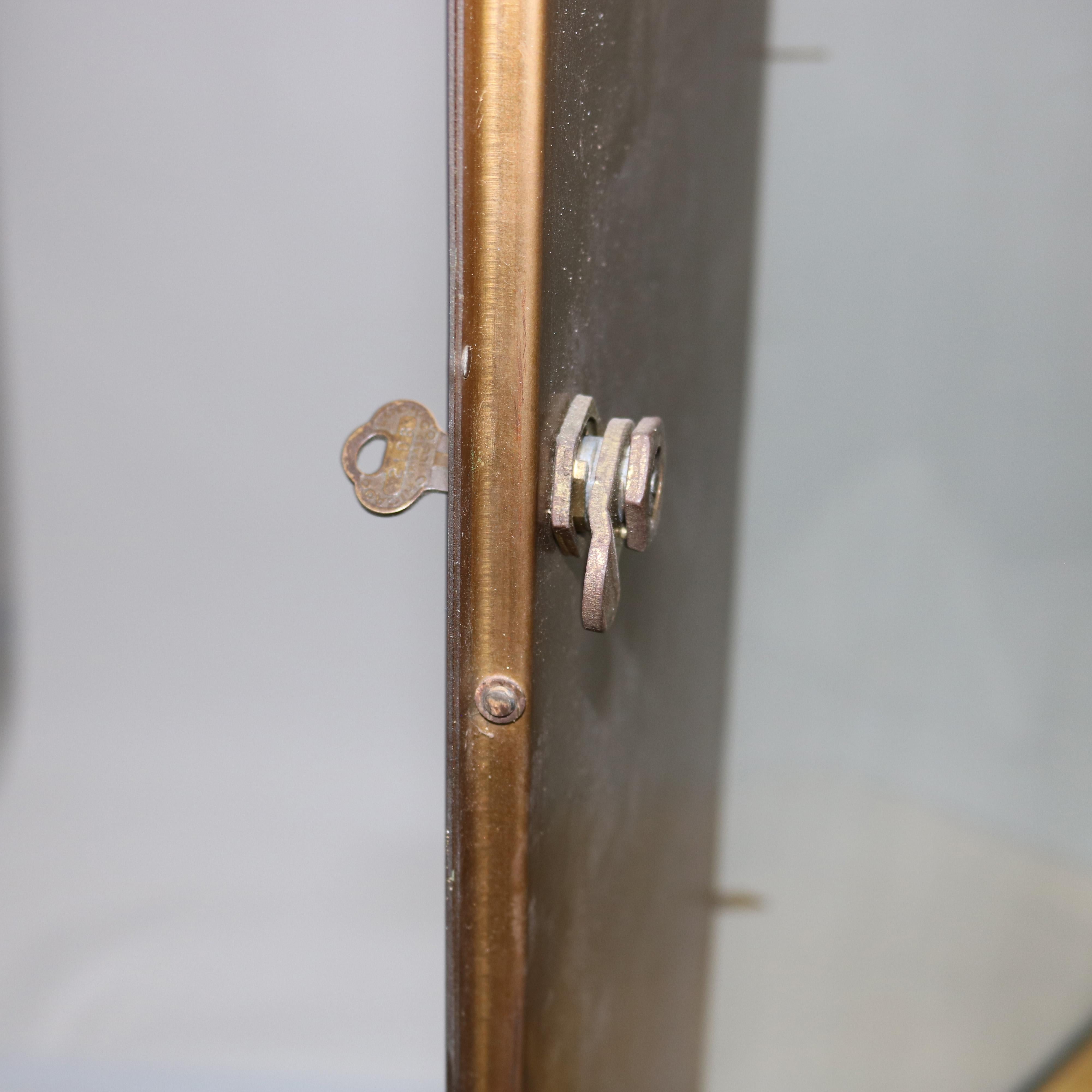 Art Deco Brass & Glass Watch Advertising Display Cabinet with Wooden Base C1940 3
