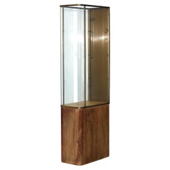 Art Deco Brass & Glass Watch Advertising Display Cabinet with Wooden Base C1940