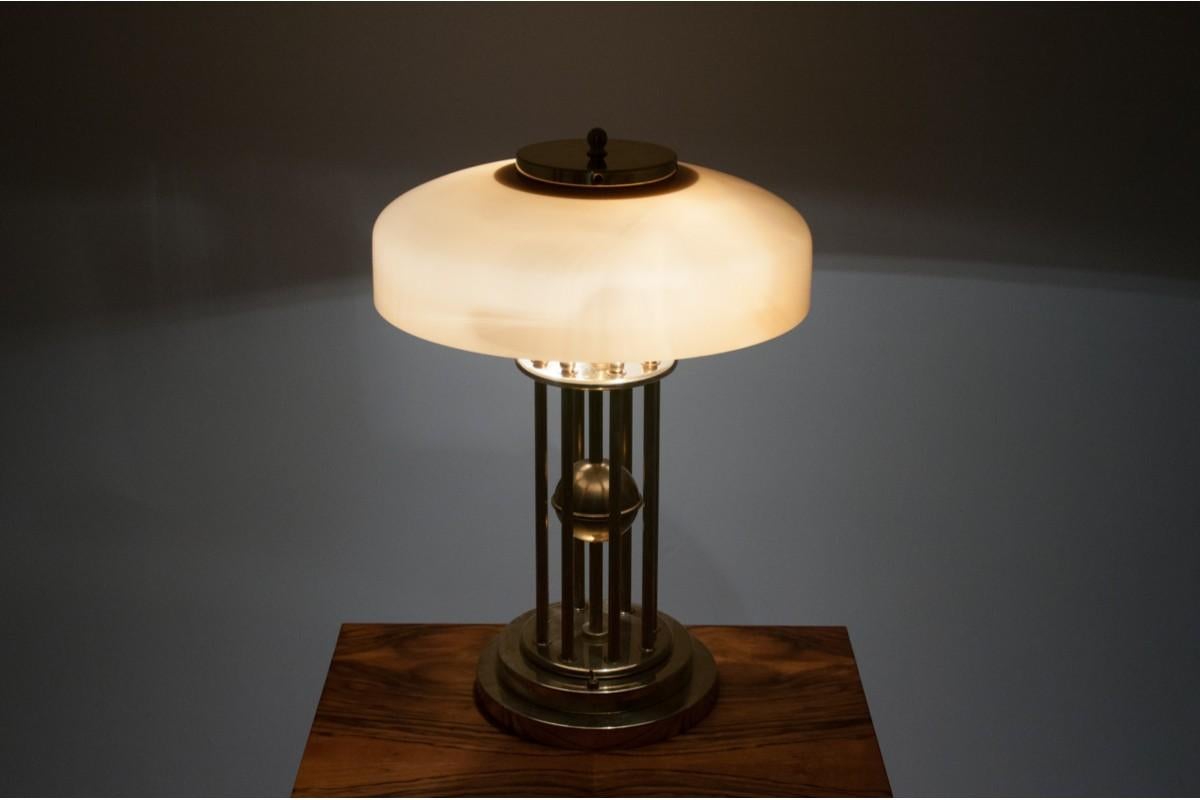 Art Deco Brass Gold Table Lamp, Poland, 1980s In Good Condition In Chorzów, PL