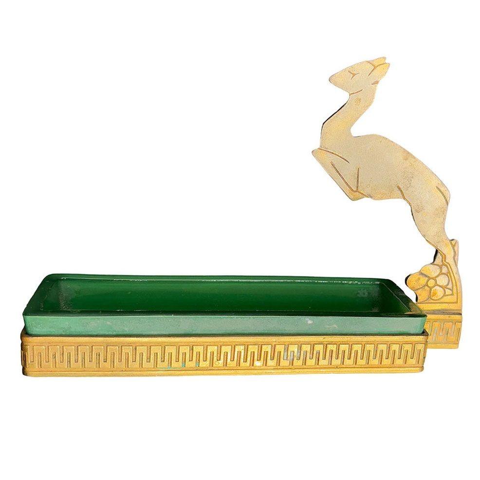 Américain Plateau à anneaux en laiton Artful Green & Greene Leaping Gazelle en vente