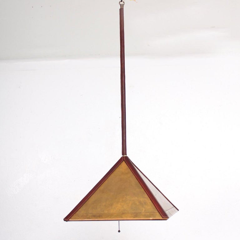 Art Deco Brass Hanging Lamp After Jacques Lafon At 1stdibs