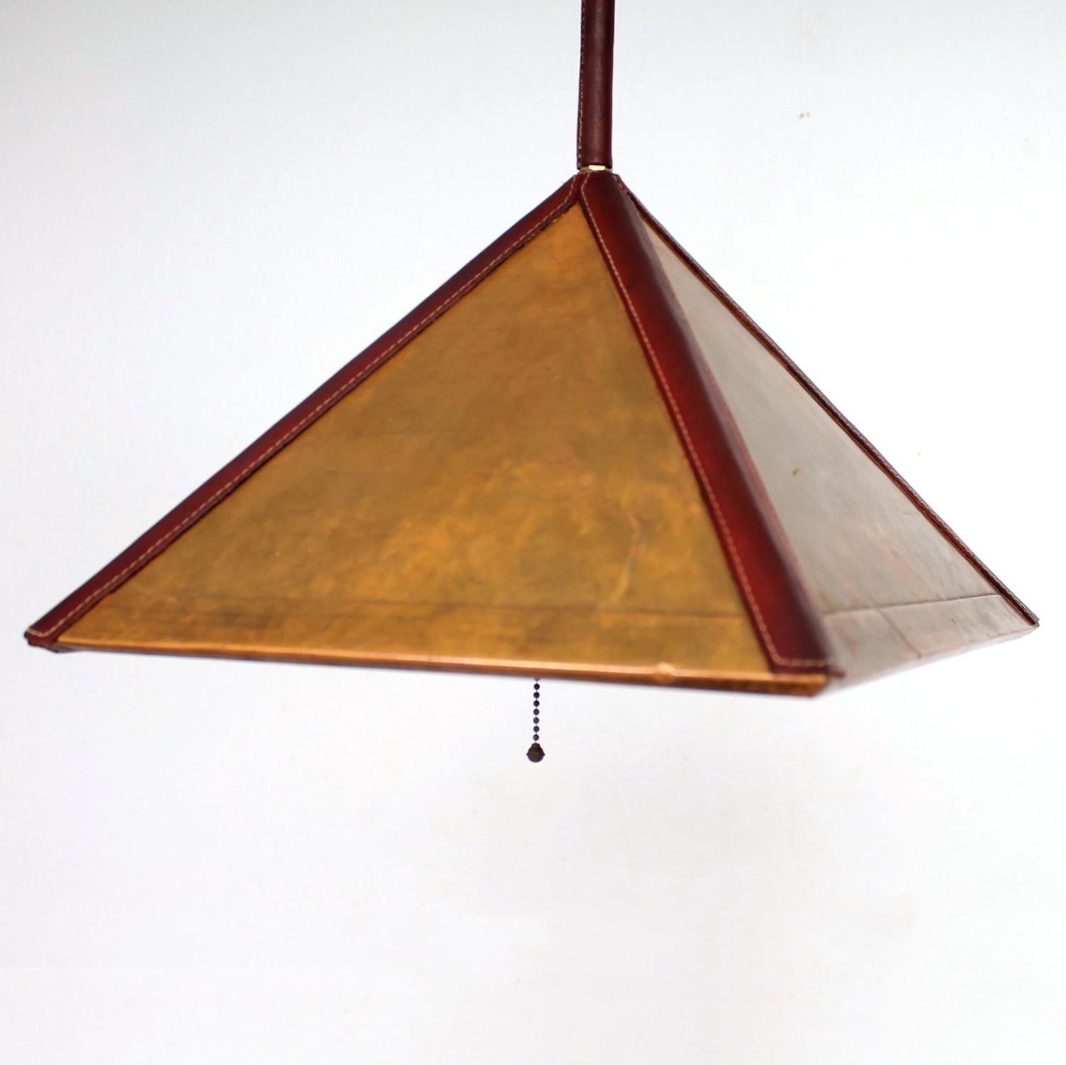 Mid-20th Century Art Deco Brass Hanging Lamp after Jacques Lafon