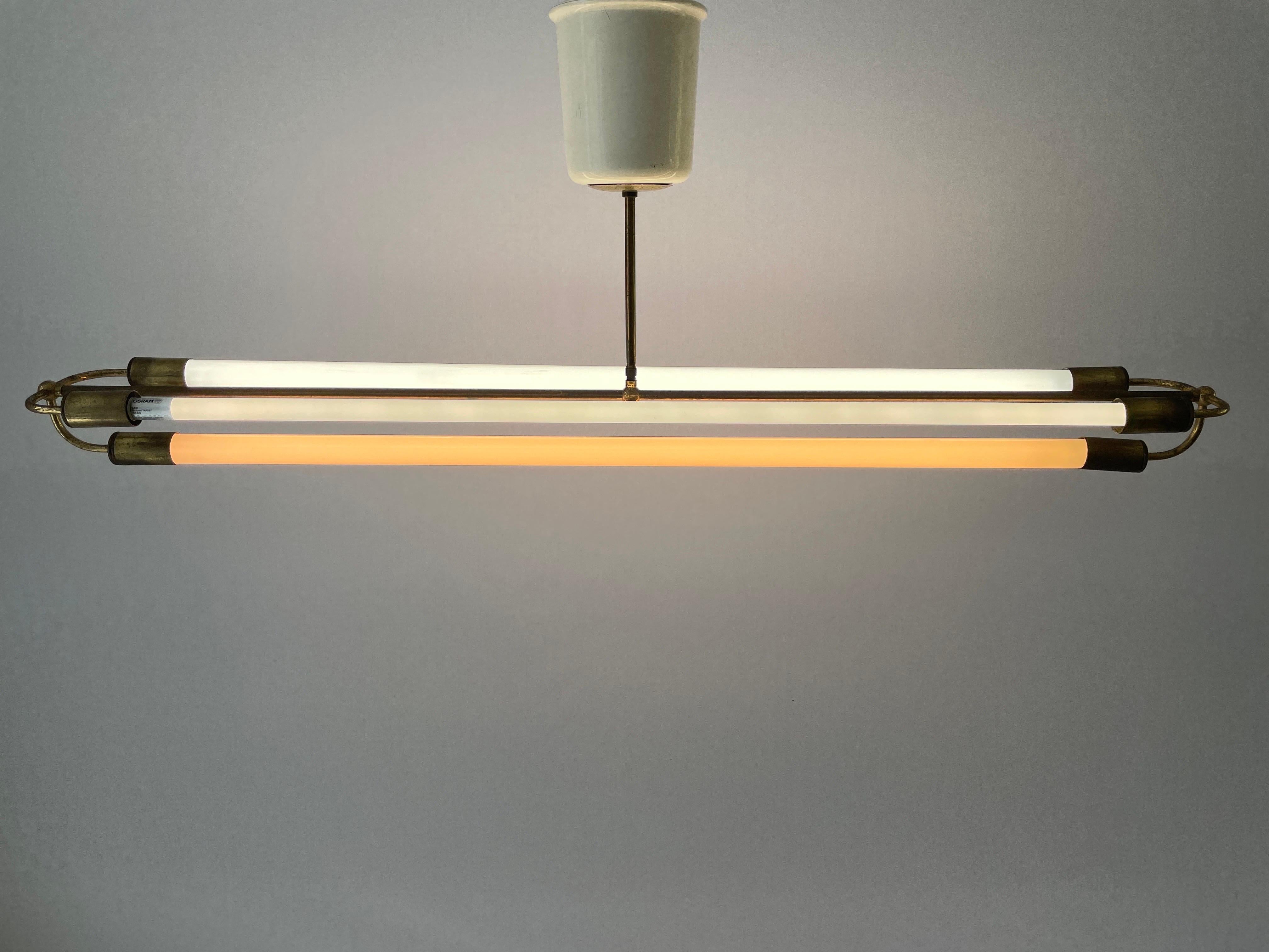 Lampada da soffitto industriale in ottone Art Deco di Kaiser and Co., anni '30, Germania in vendita 3