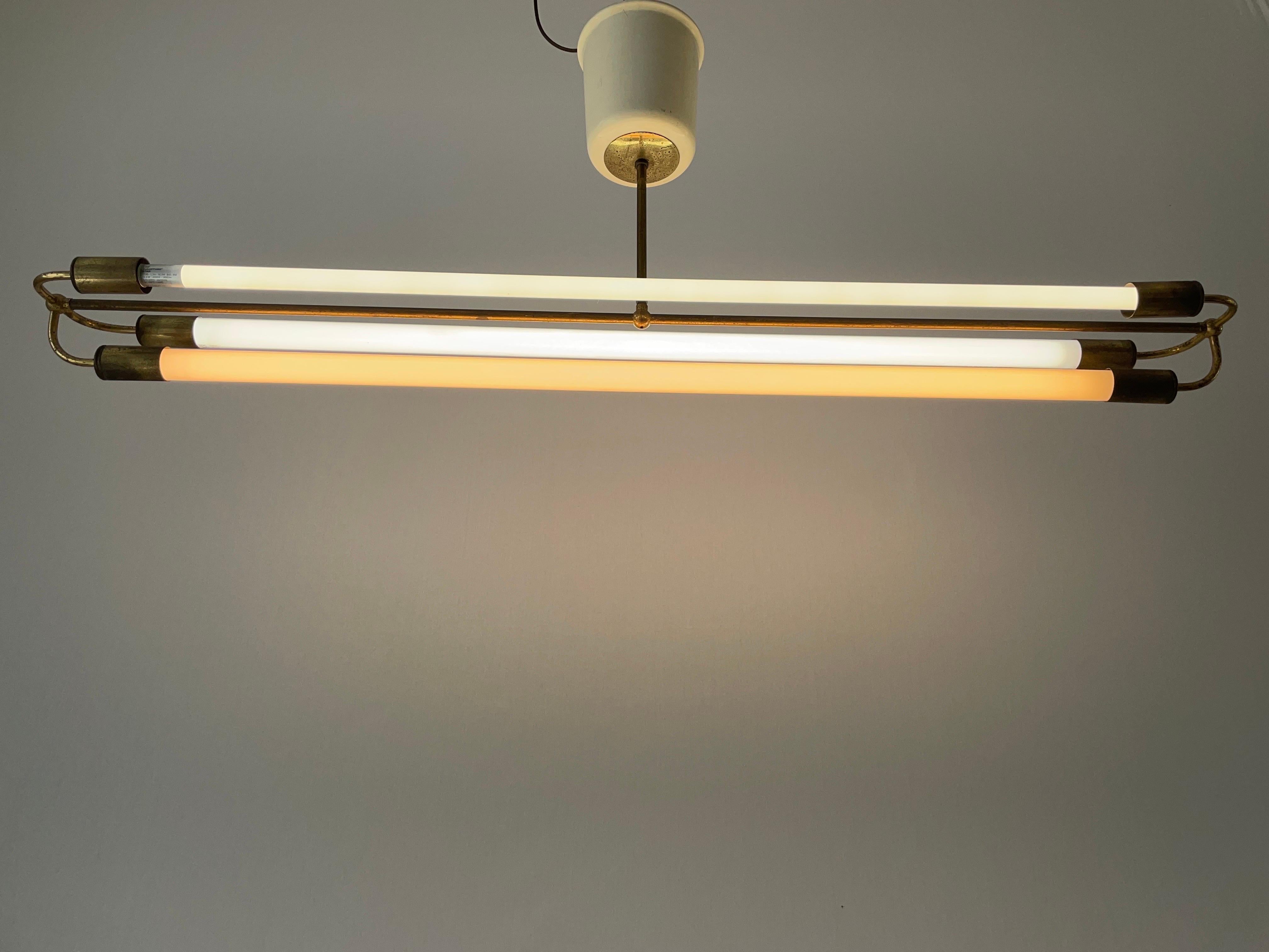 Art Deco Brass Industrial Ceiling Lamp by Kaiser & Co., 1930s, Germany For Sale 8
