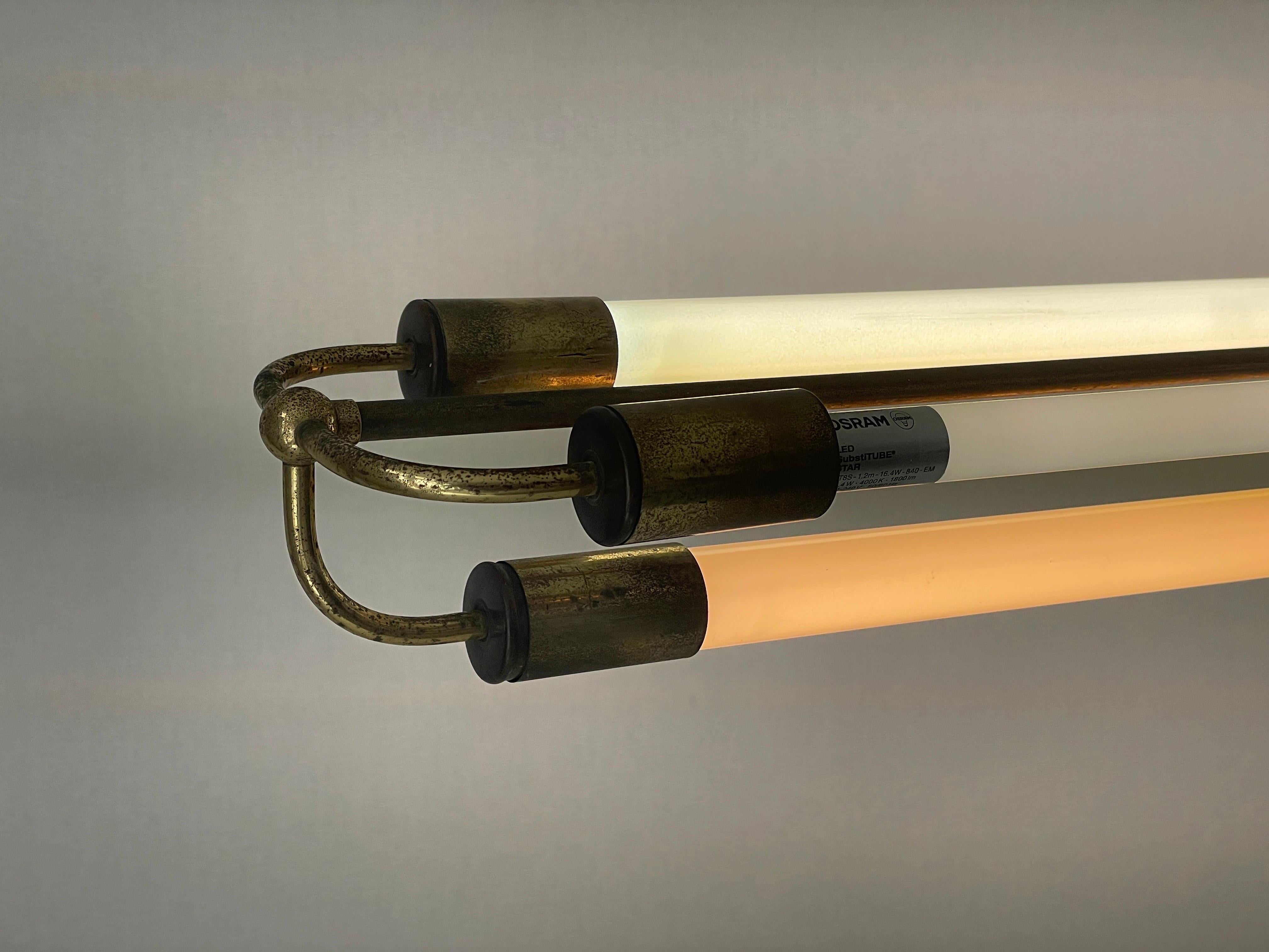 Art Deco Brass Industrial Ceiling Lamp by Kaiser & Co., 1930s, Germany For Sale 15