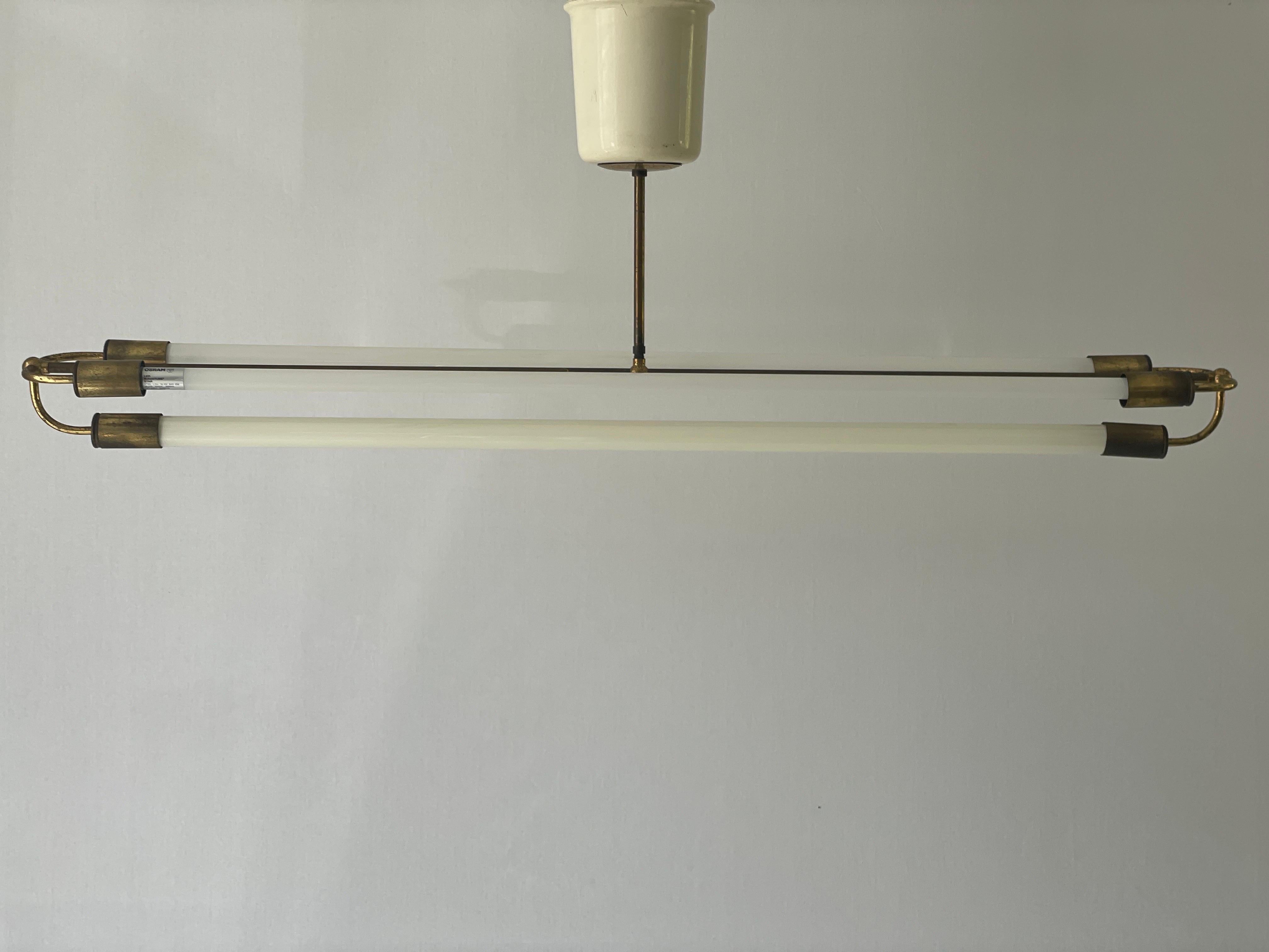 Art Deco Brass Industrial Ceiling Lamp by Kaiser & Co., 1930s, Germany For Sale 1