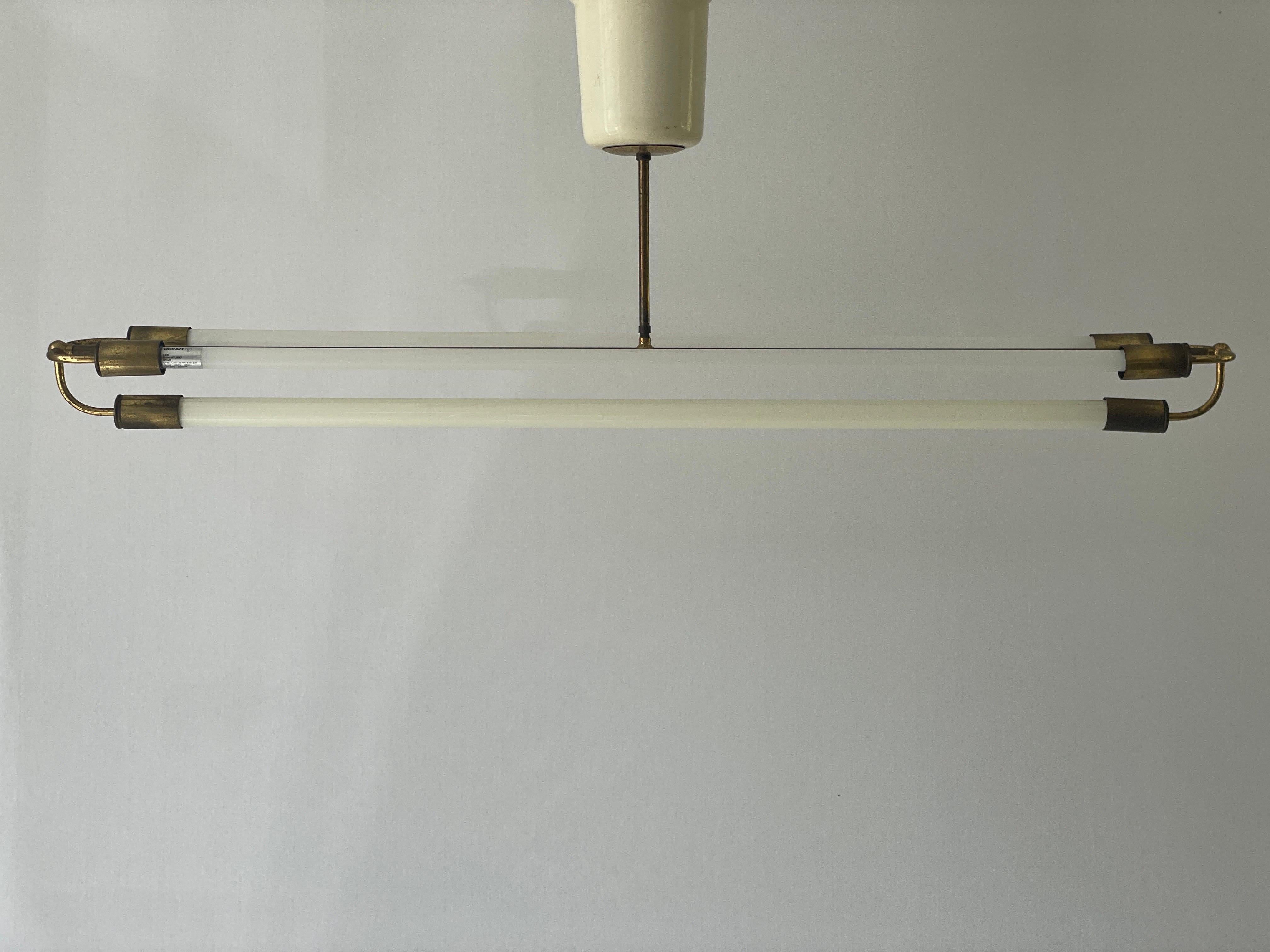 Art Deco Brass Industrial Ceiling Lamp by Kaiser & Co., 1930s, Germany For Sale 3