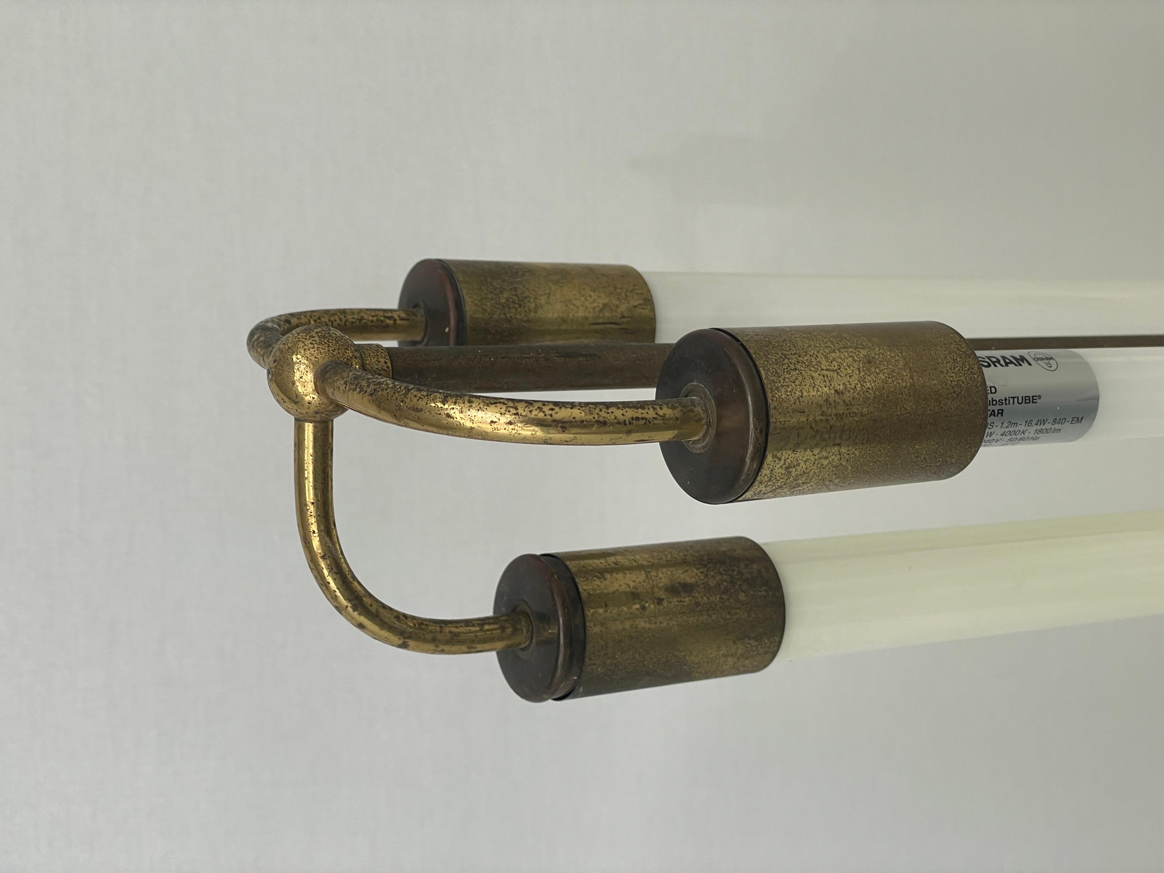 Art Deco Brass Industrial Ceiling Lamp by Kaiser & Co., 1930s, Germany For Sale 5