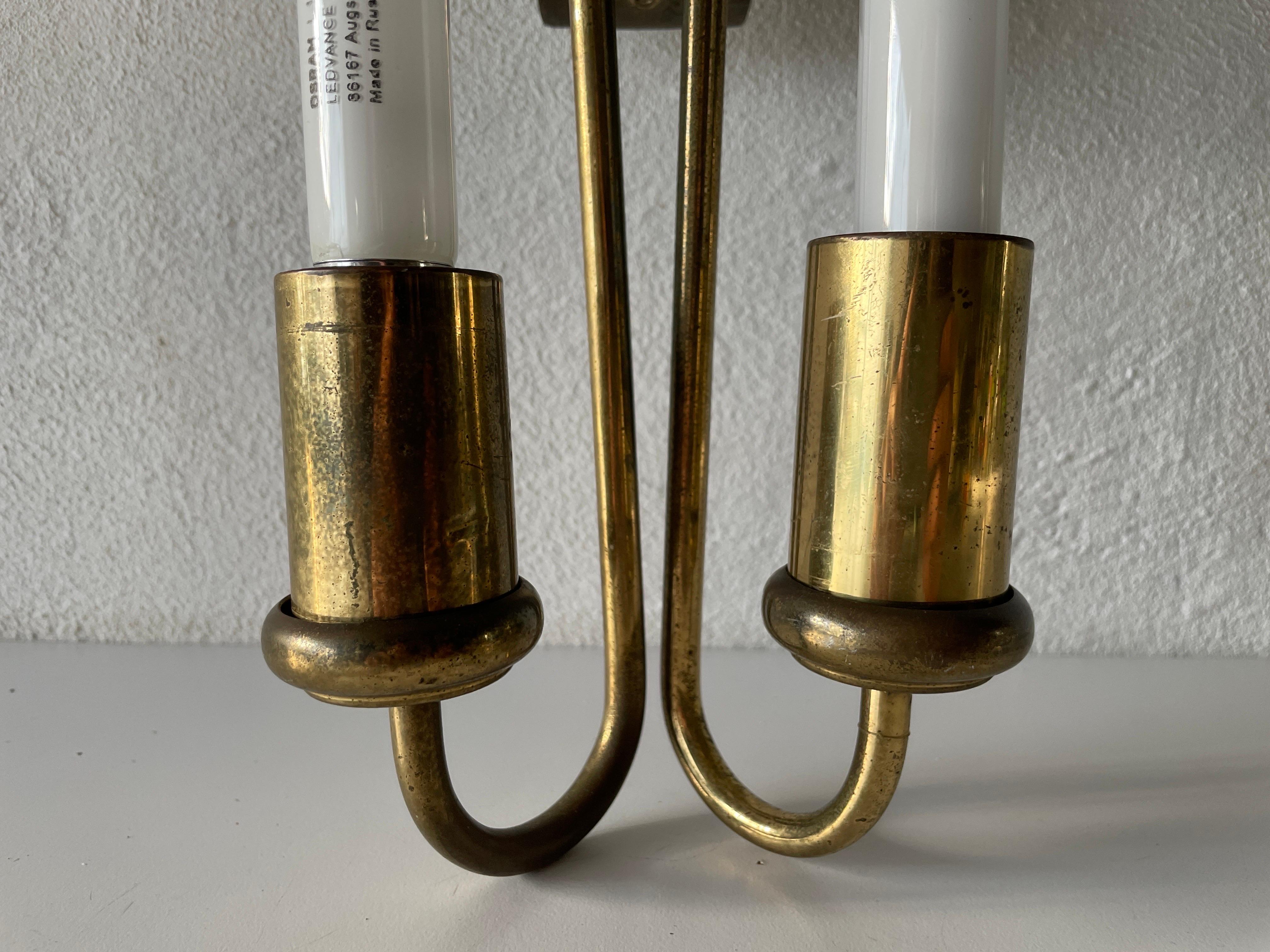 Art Deco Brass Industrial Cinema Sconce with Fluorescent Tubes, 1930s, Germany For Sale 1