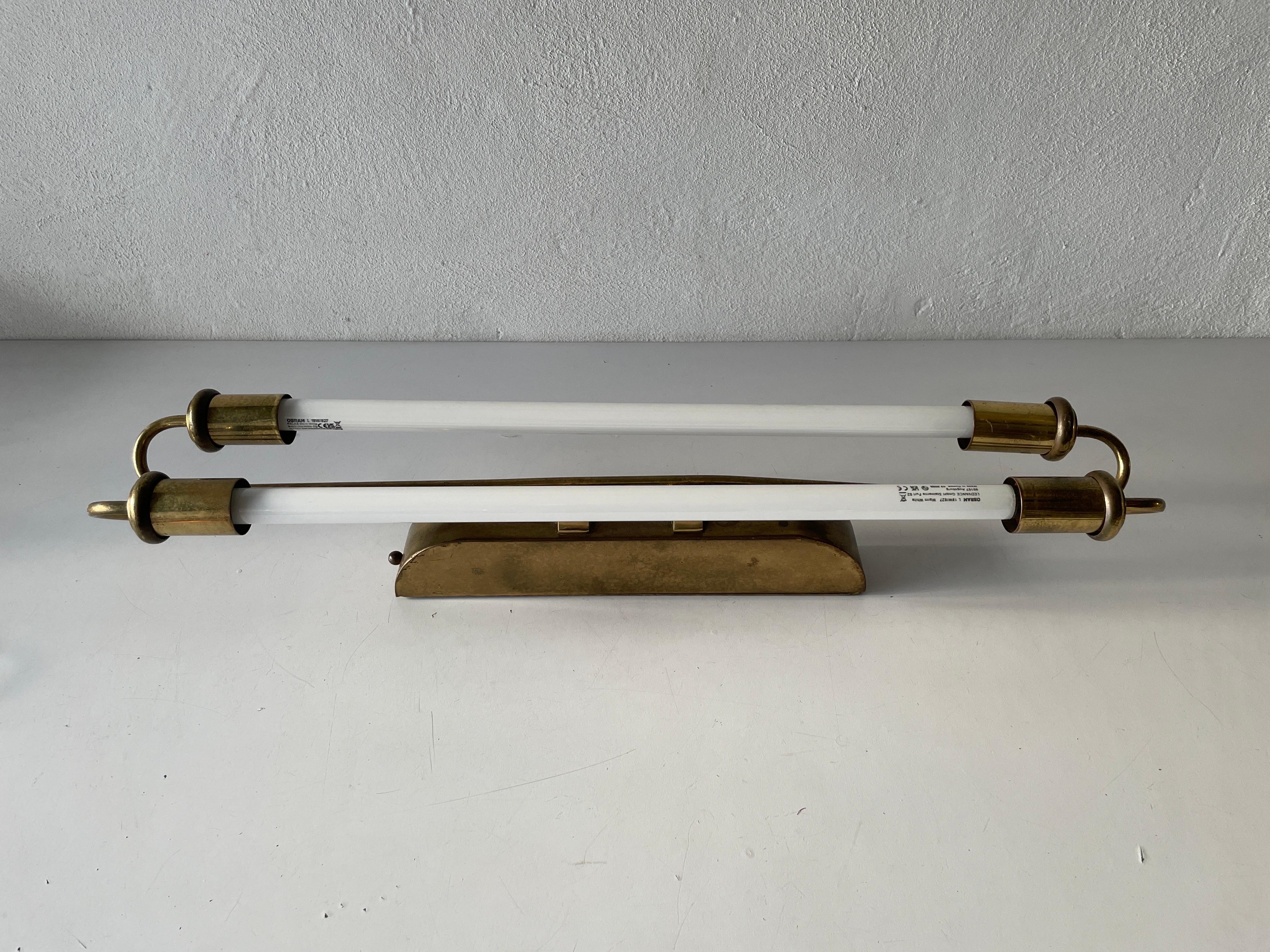 Art Deco Brass Industrial Cinema Sconce with Fluorescent Tubes, 1930s, Germany For Sale 4