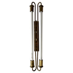 Sconce da cinema industriale in ottone Art Deco con tubi fluorescenti, anni '30, Germania