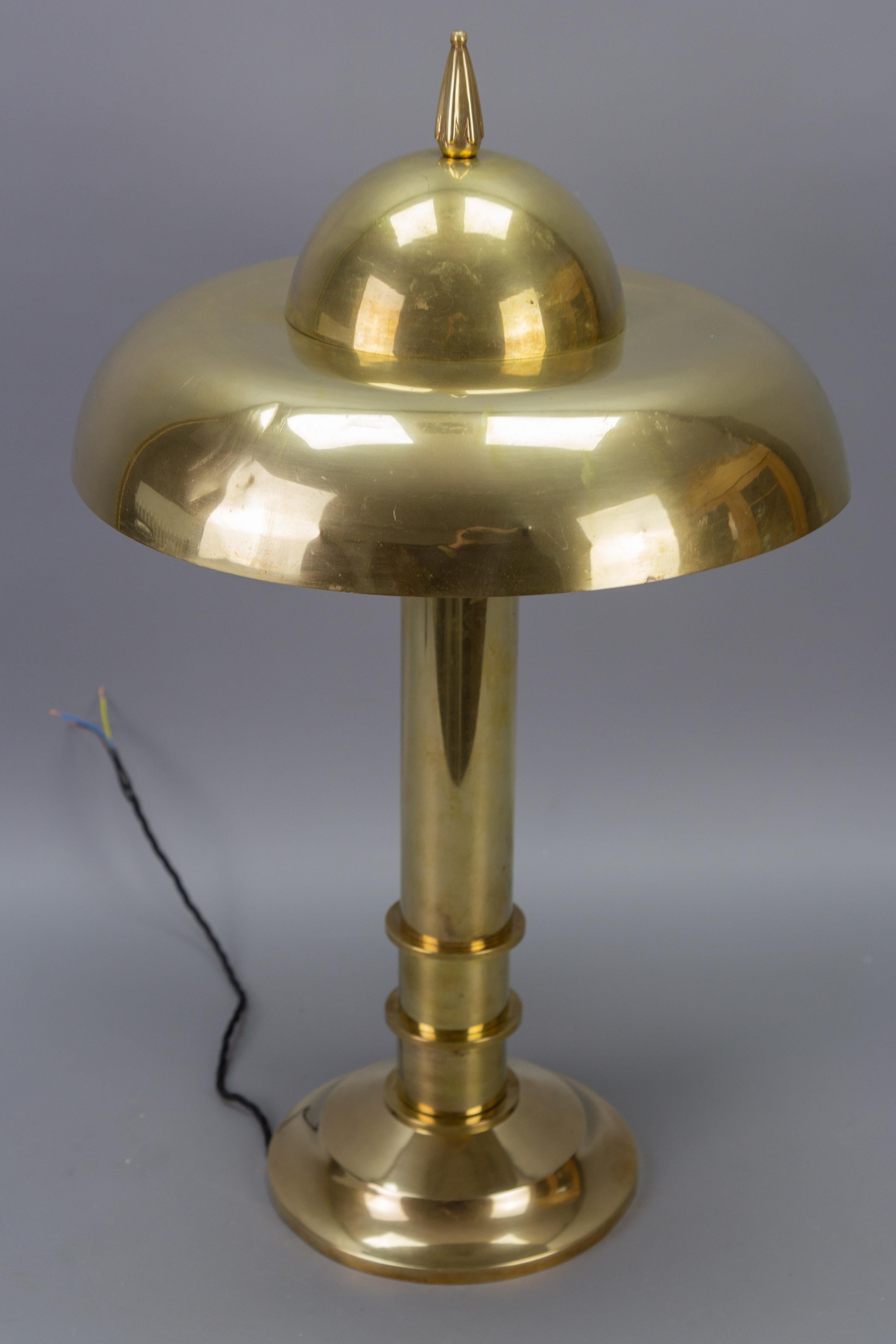 Art Deco Brass Inverted Dome Six-Light Pendant Lamp, Germany, ca. 1930 For Sale 5