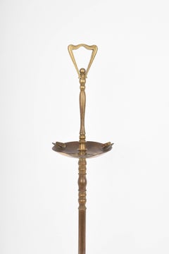 Art Deco Brass Italian Ashtray with White Marble Base Branded A. C., 1940s