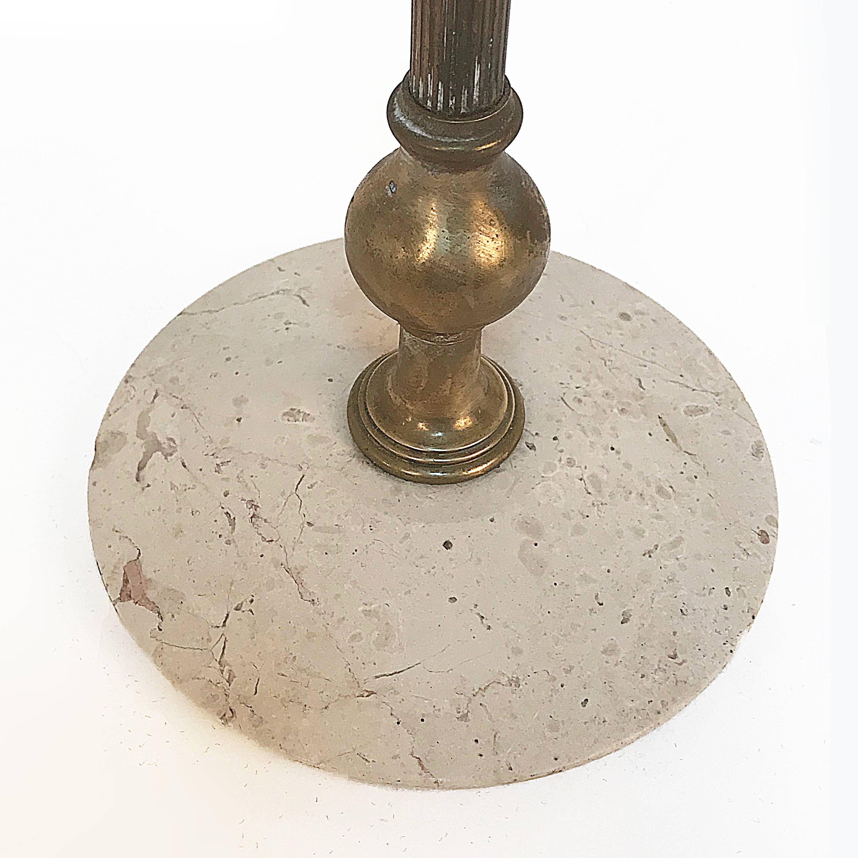 Art Deco Brass Italian Ashtray with White Marble Base Branded A. C., 1940s For Sale 3
